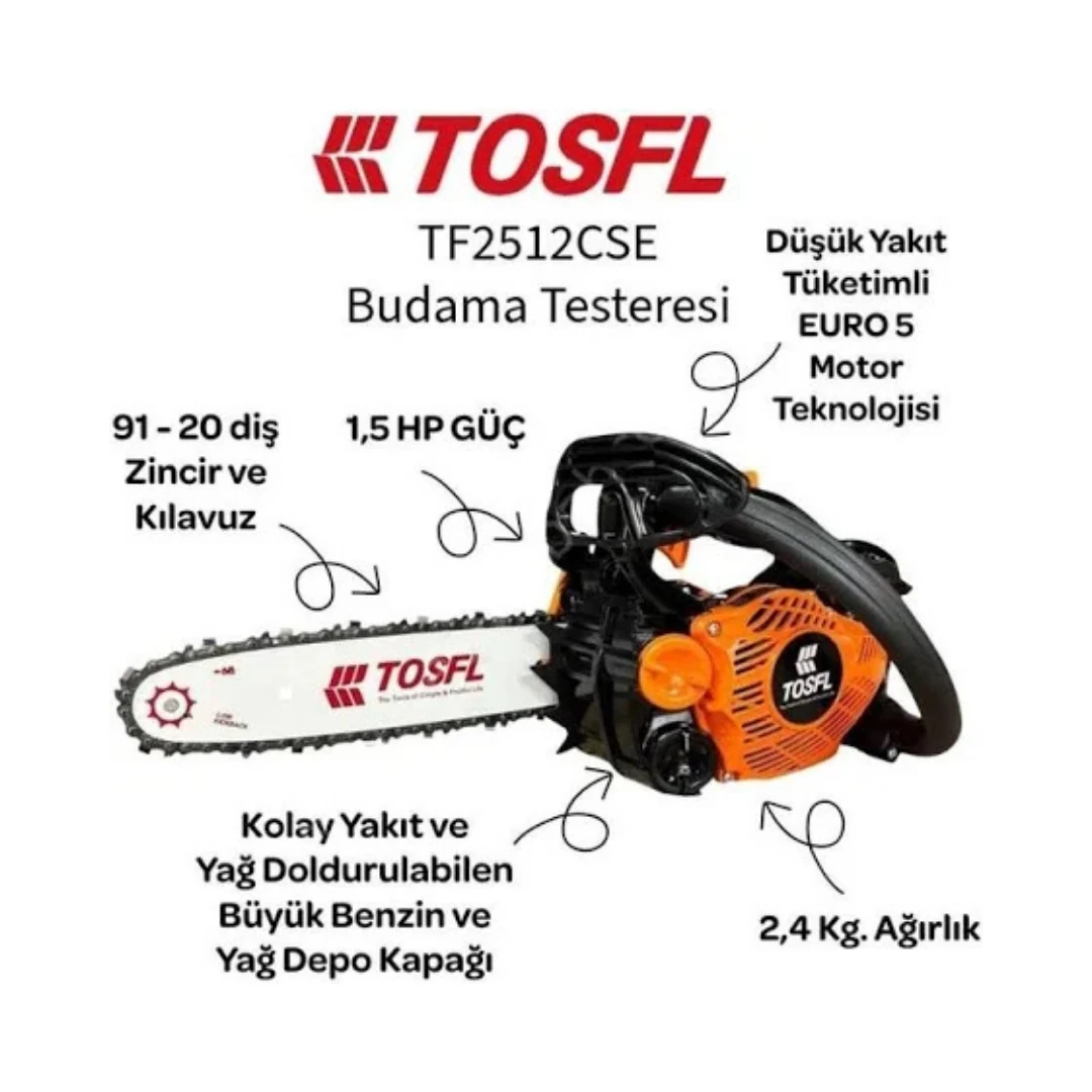Tosfl Tf2512Cse Motorlu Budama Testeresi 25cc 1.5Hp