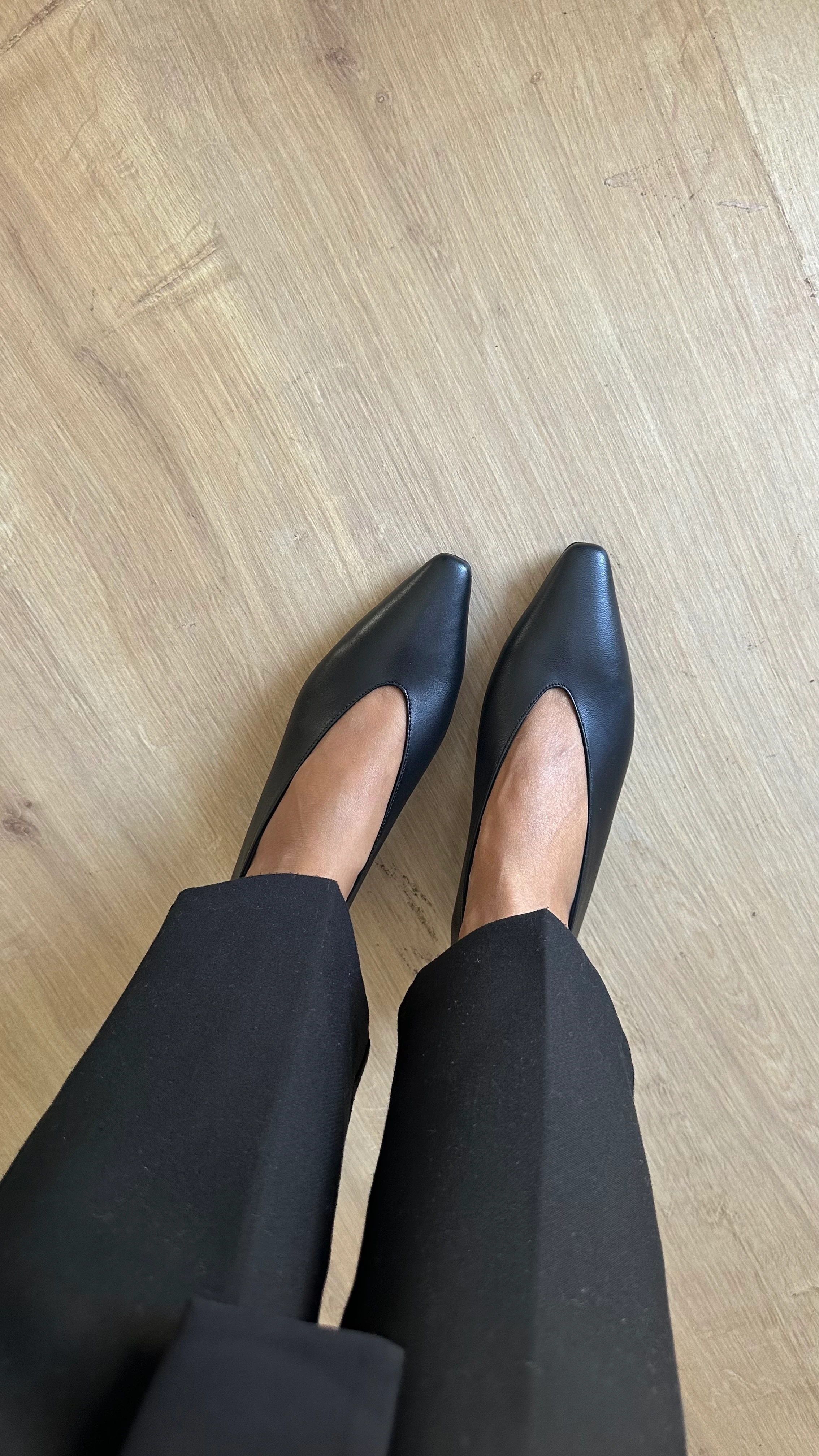 Hakiki Deri Rahat Topuklu Ayakkabı - Siyah