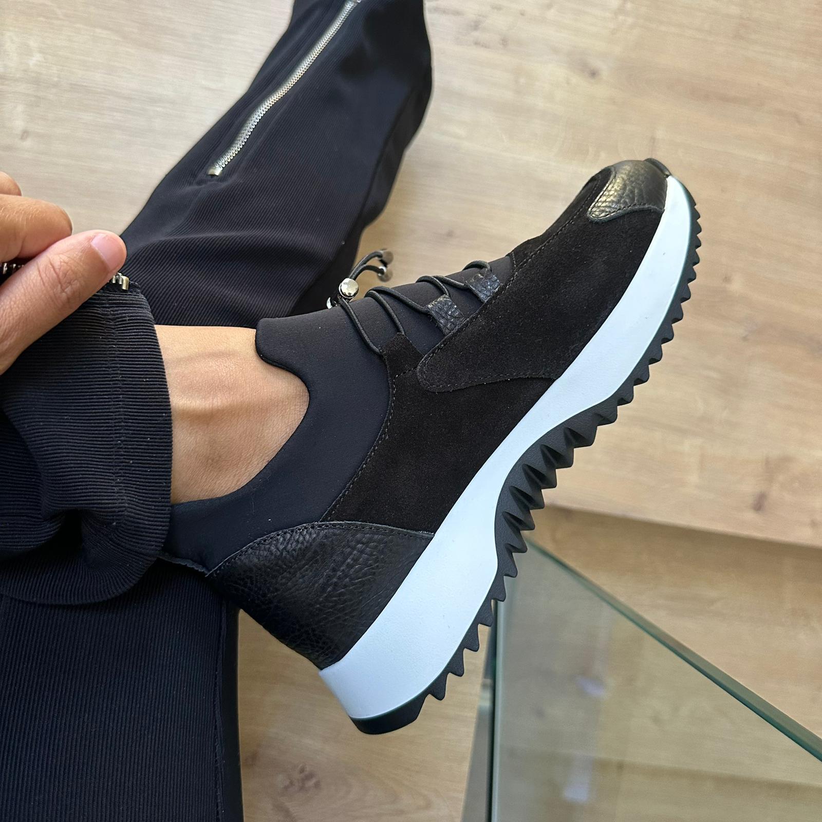 Hakiki Deri Strech Detaylı Sneaker