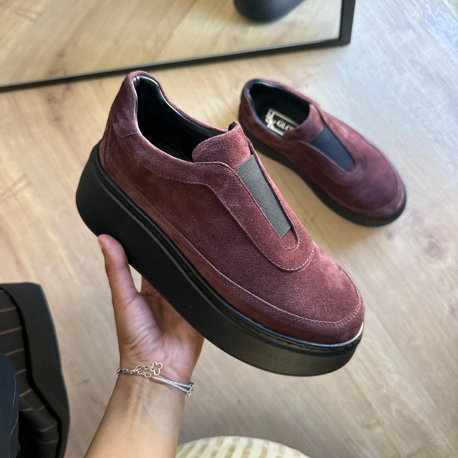 Hakiki Deri Önü Bant Detaylı Sneaker
