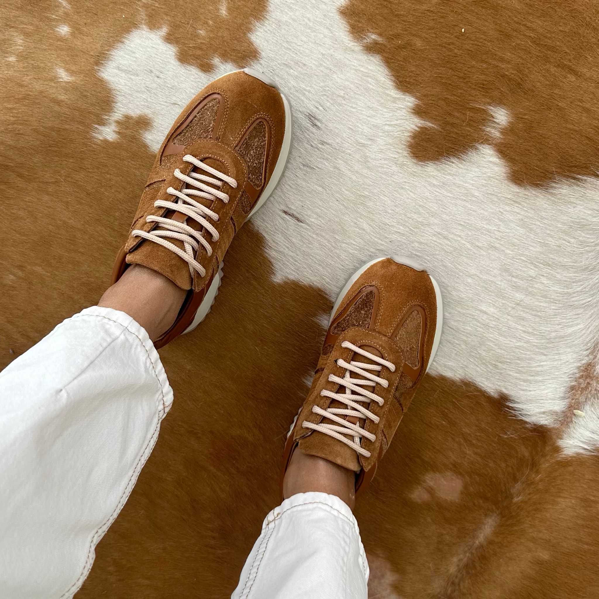 Hakiki Deri Eva Taban Sneaker - Taba