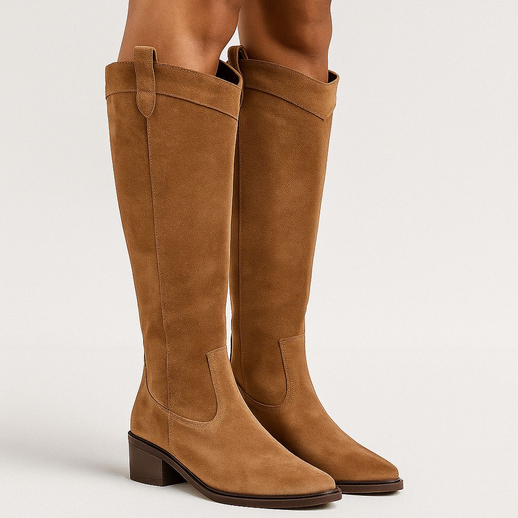 Hakiki Süet Deri Kovboy Çizme