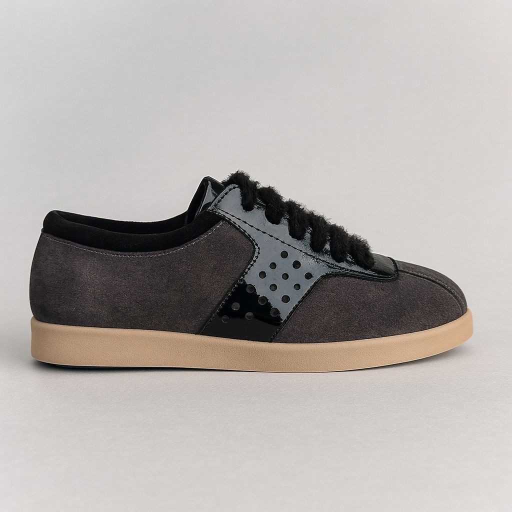 Rahat Tabanlı Deri Sneaker - Gri