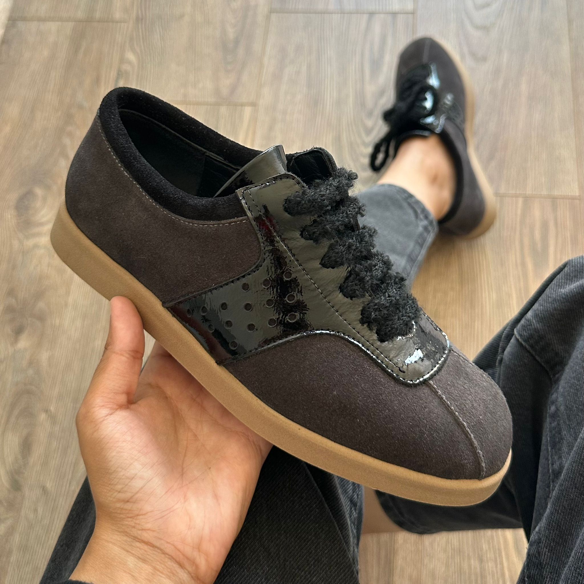 Hakiki Deri Rahat Tabanlı Sneaker - Gri