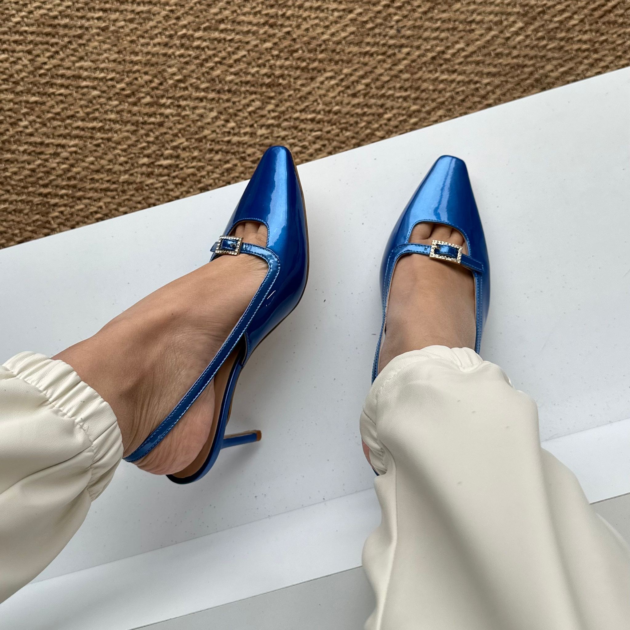 Toka Detaylı Topuklu Ayakkabı - Saks mavisi