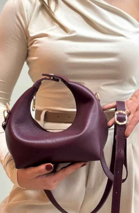 Mini Deri Çanta - Bordo