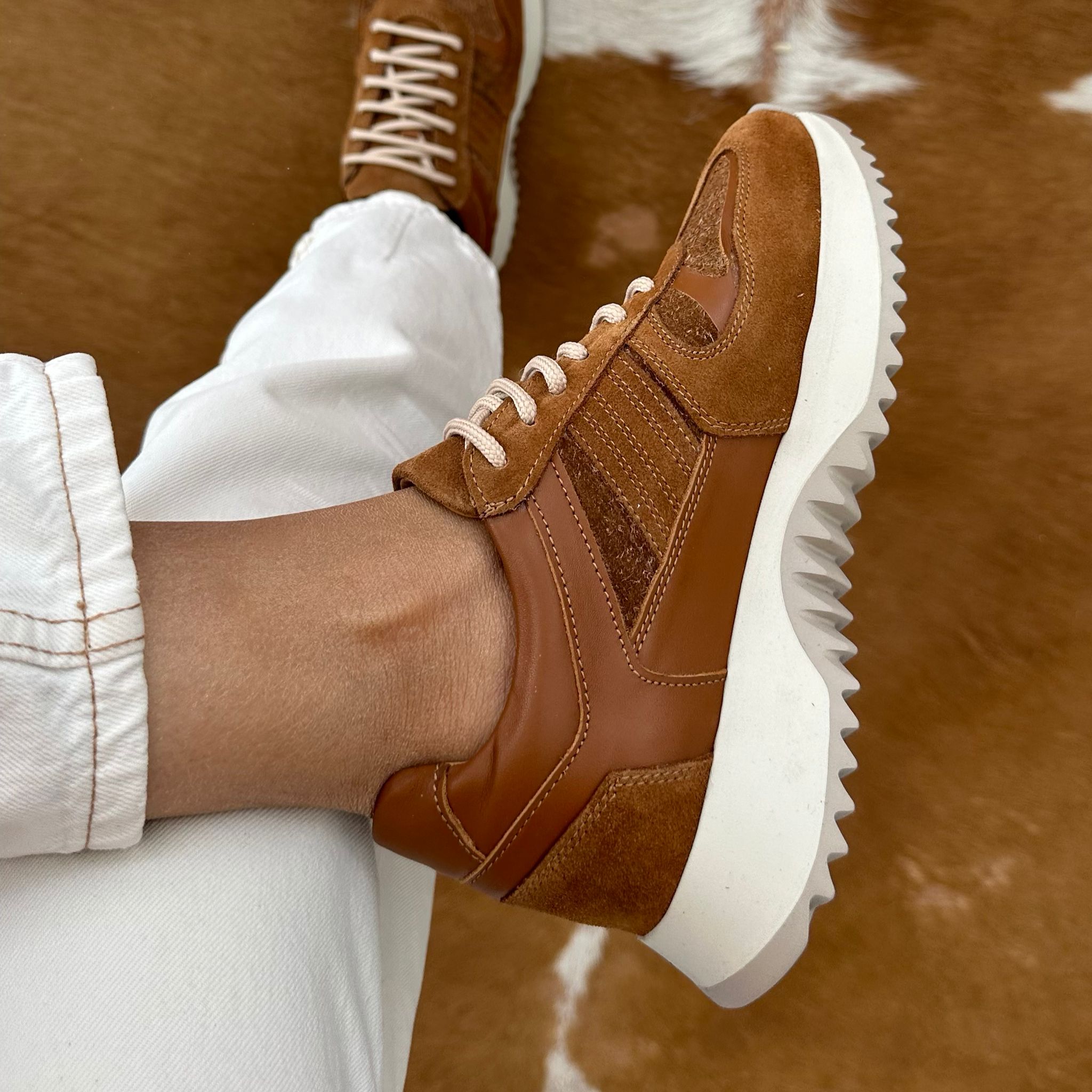 Hakiki Deri Eva Taban Sneaker - Taba