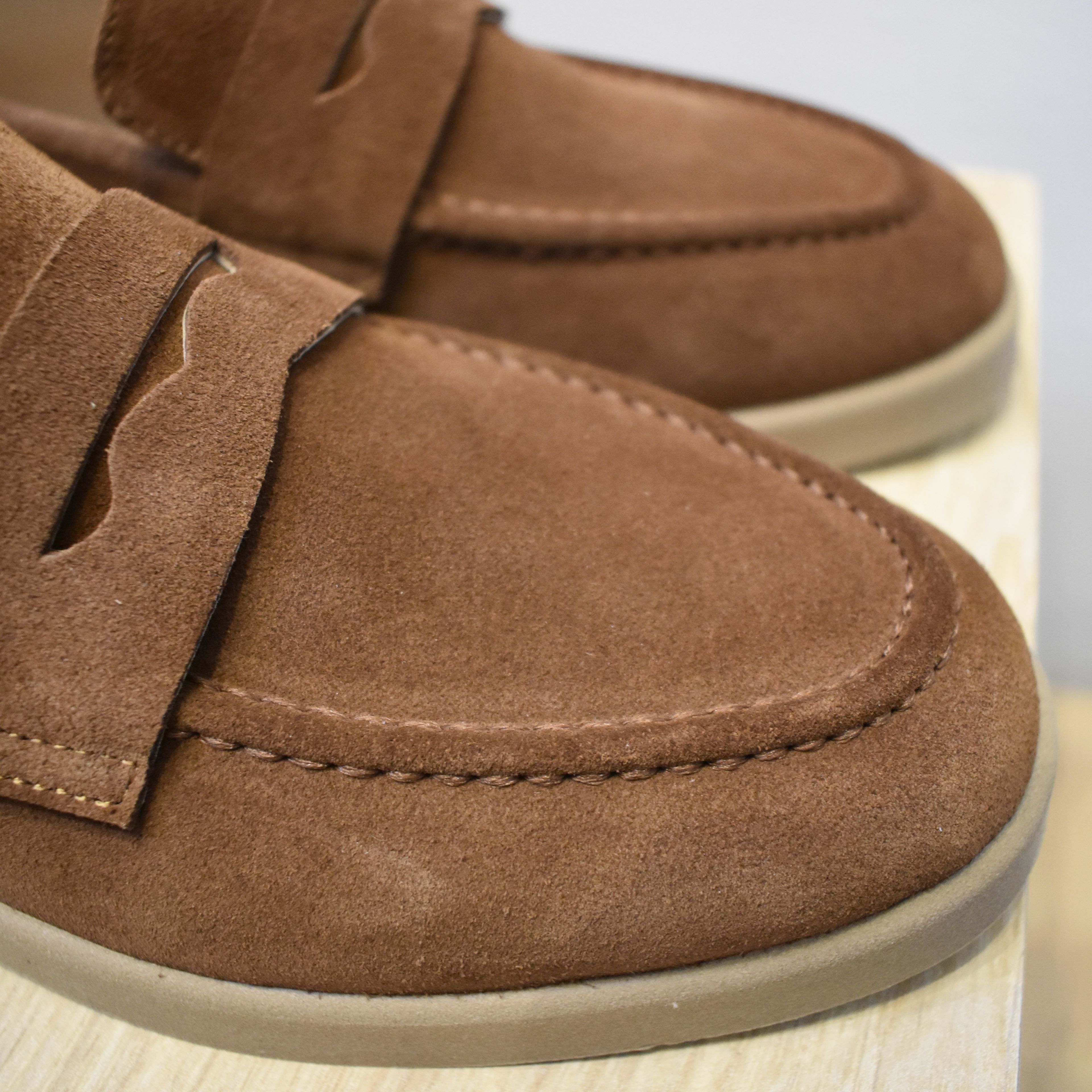 Hakiki Süet Deri Loafer - Taba