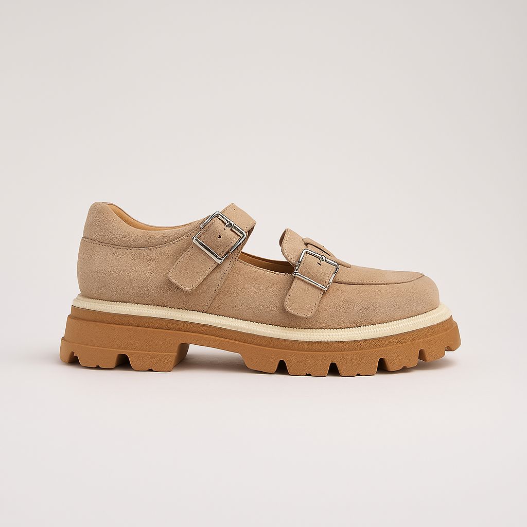 Süet Çift Bantlı Loafer