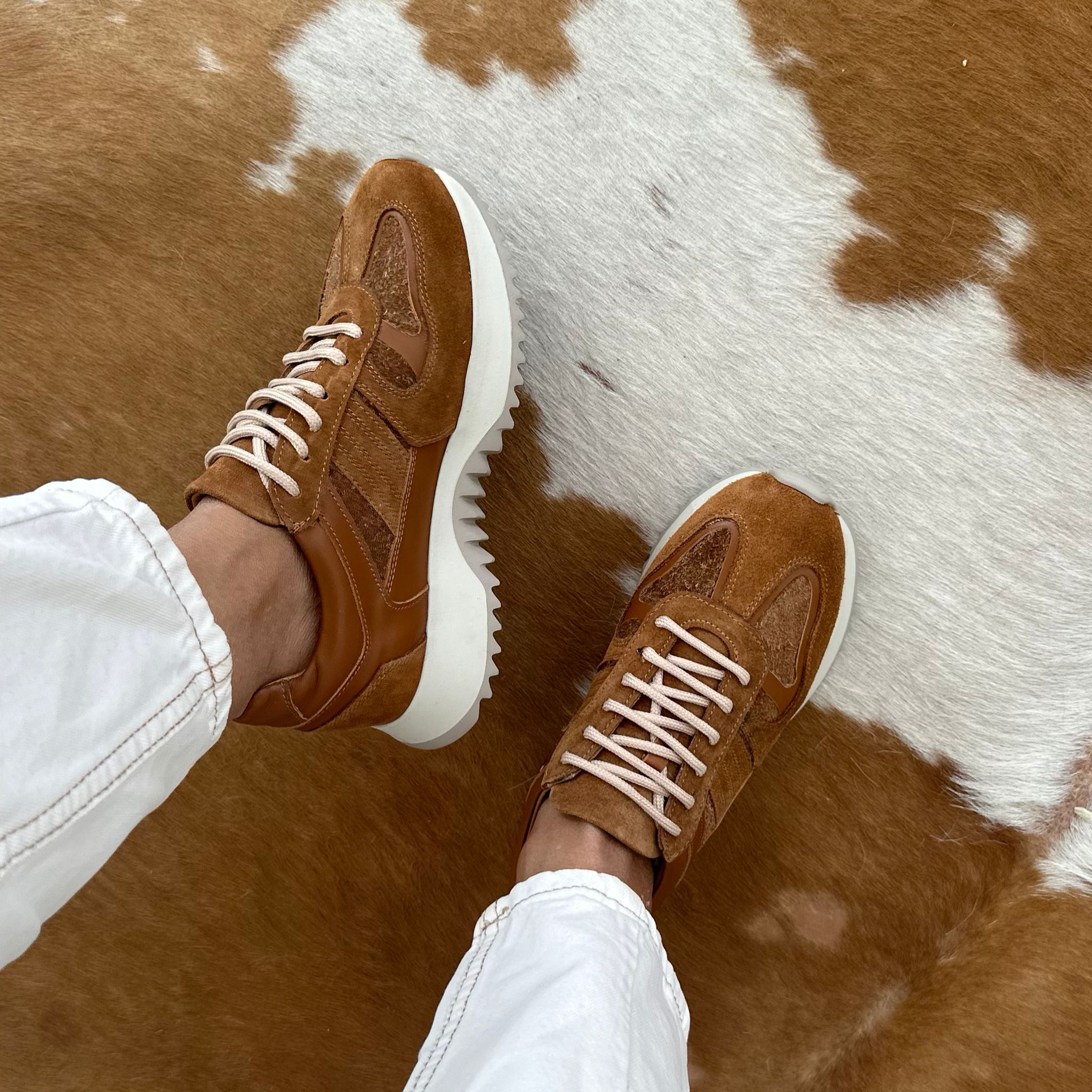 Hakiki Deri Eva Taban Sneaker - Taba