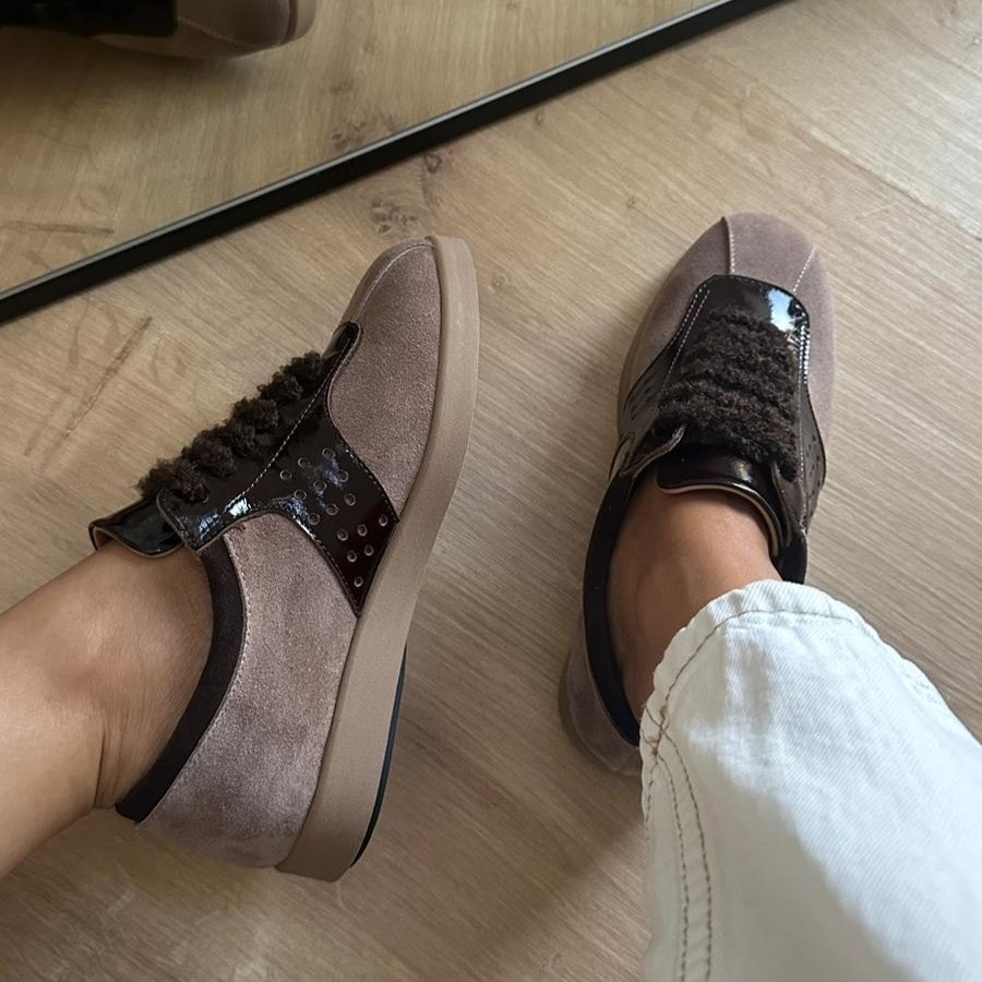 Hakiki Deri Rahat Tabanlı Sneaker - Kahve