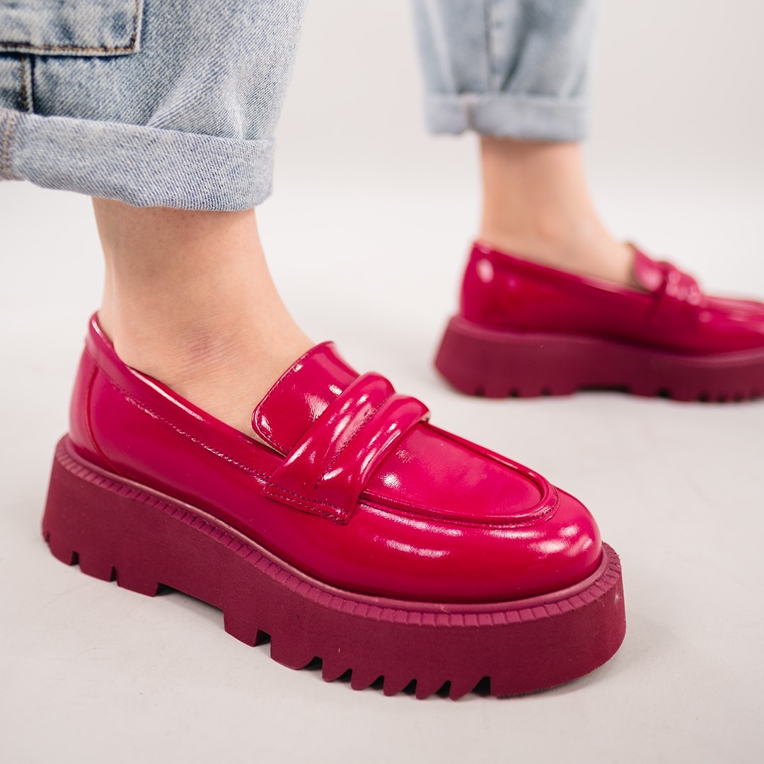 Renkli Rugan Loafer - Fuşya
