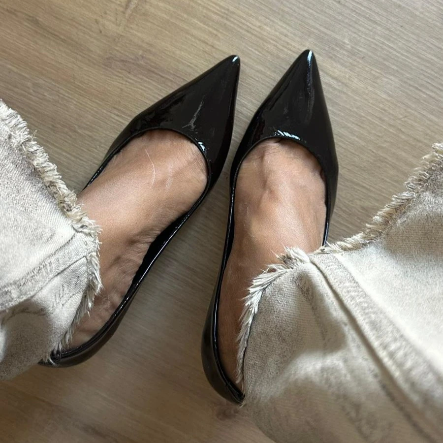 Hakiki Kırık Rugan Deri Stiletto - Acı Kahve