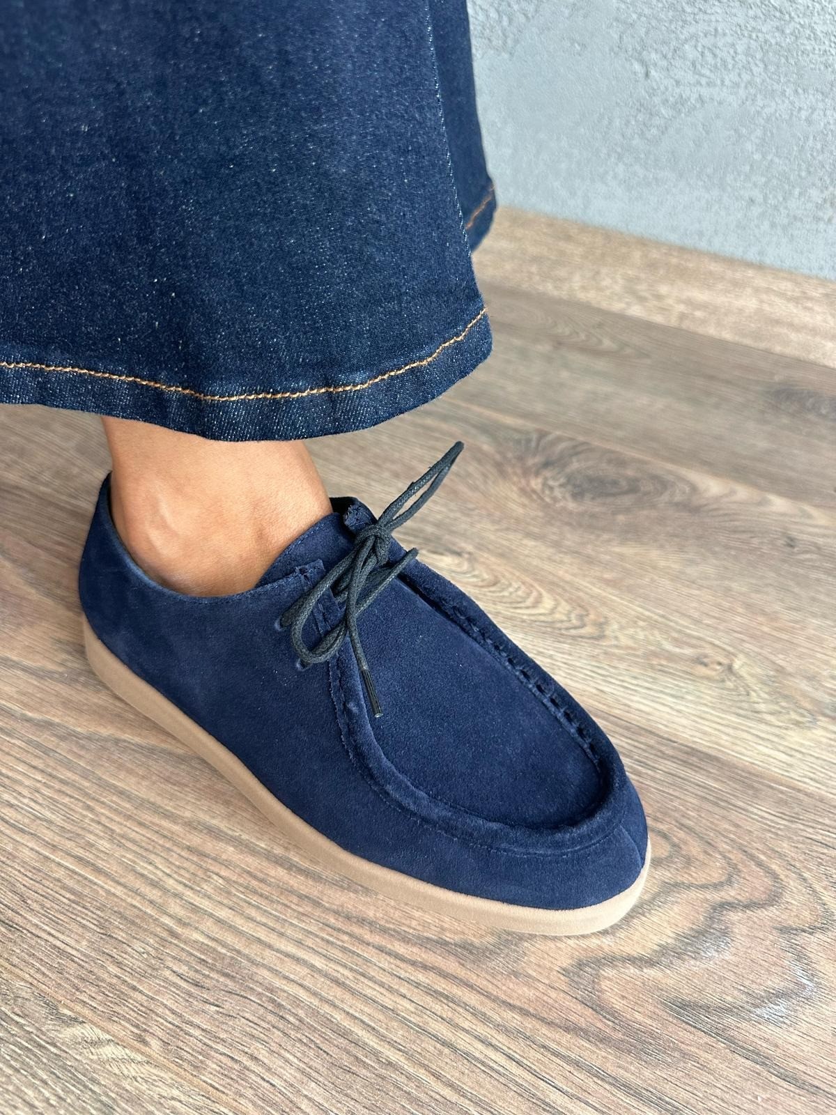 Lacivert Süet Loafer