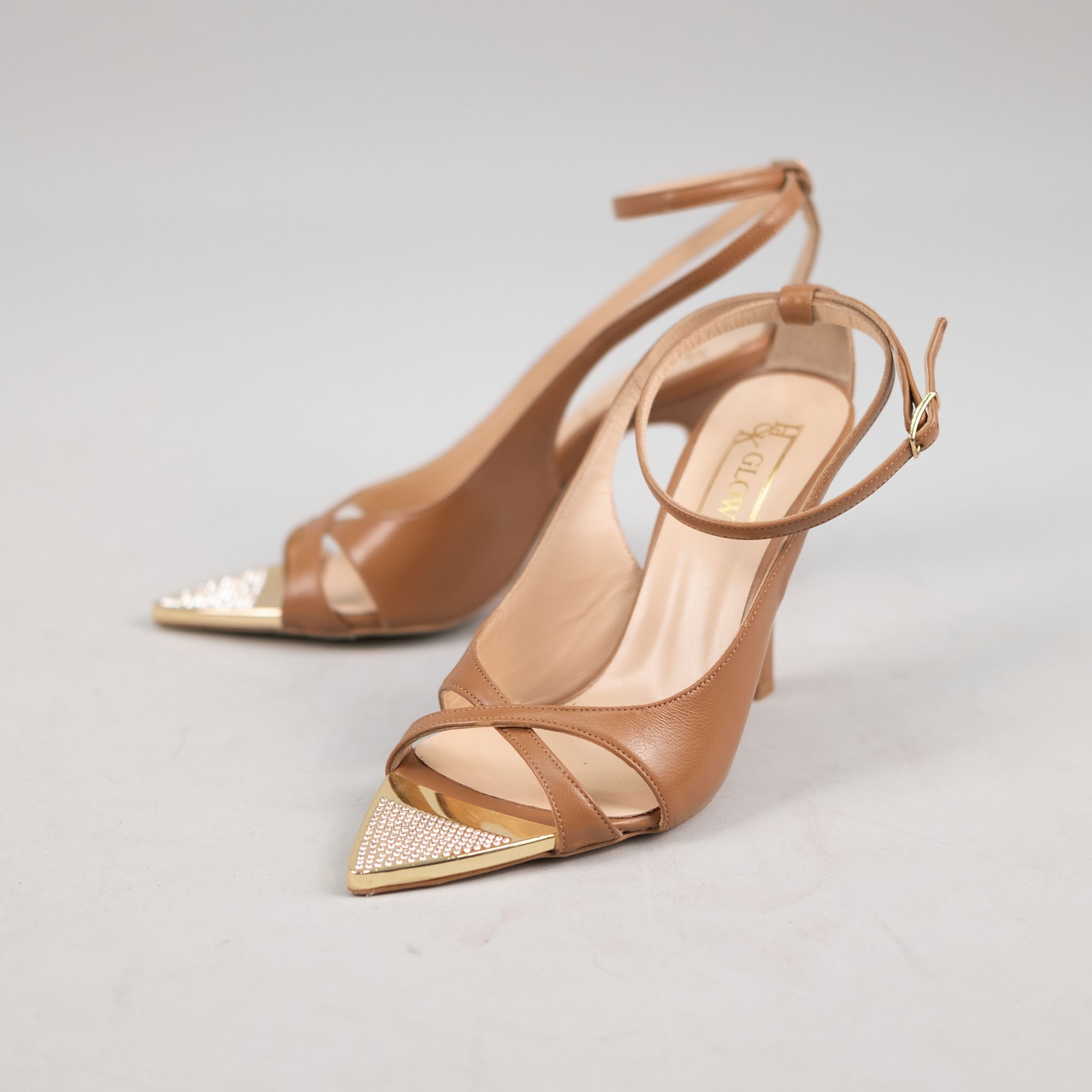 Gold Detaylı Topuklu Ayakkabı - Taba