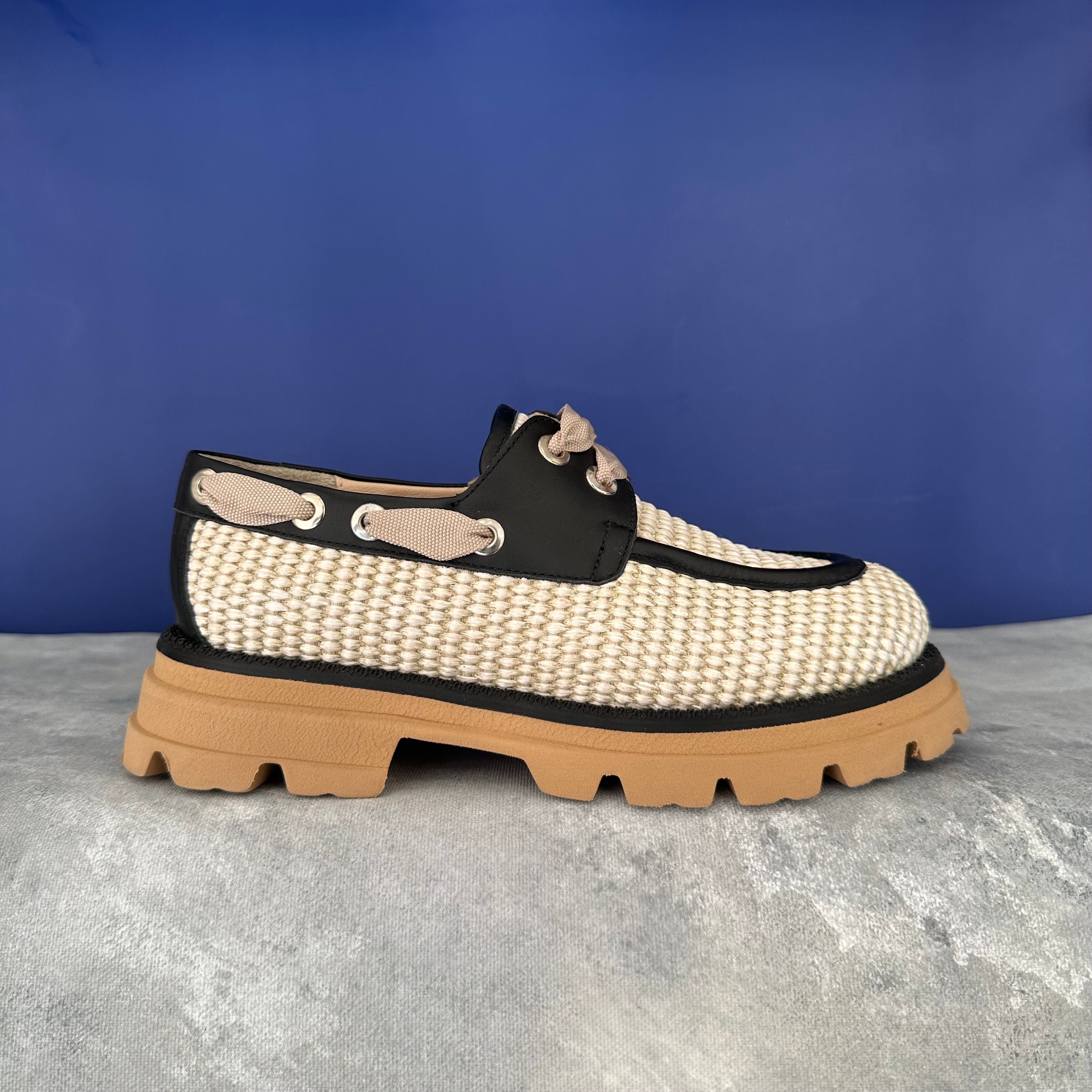 Deri Detaylı Hasır Loafer