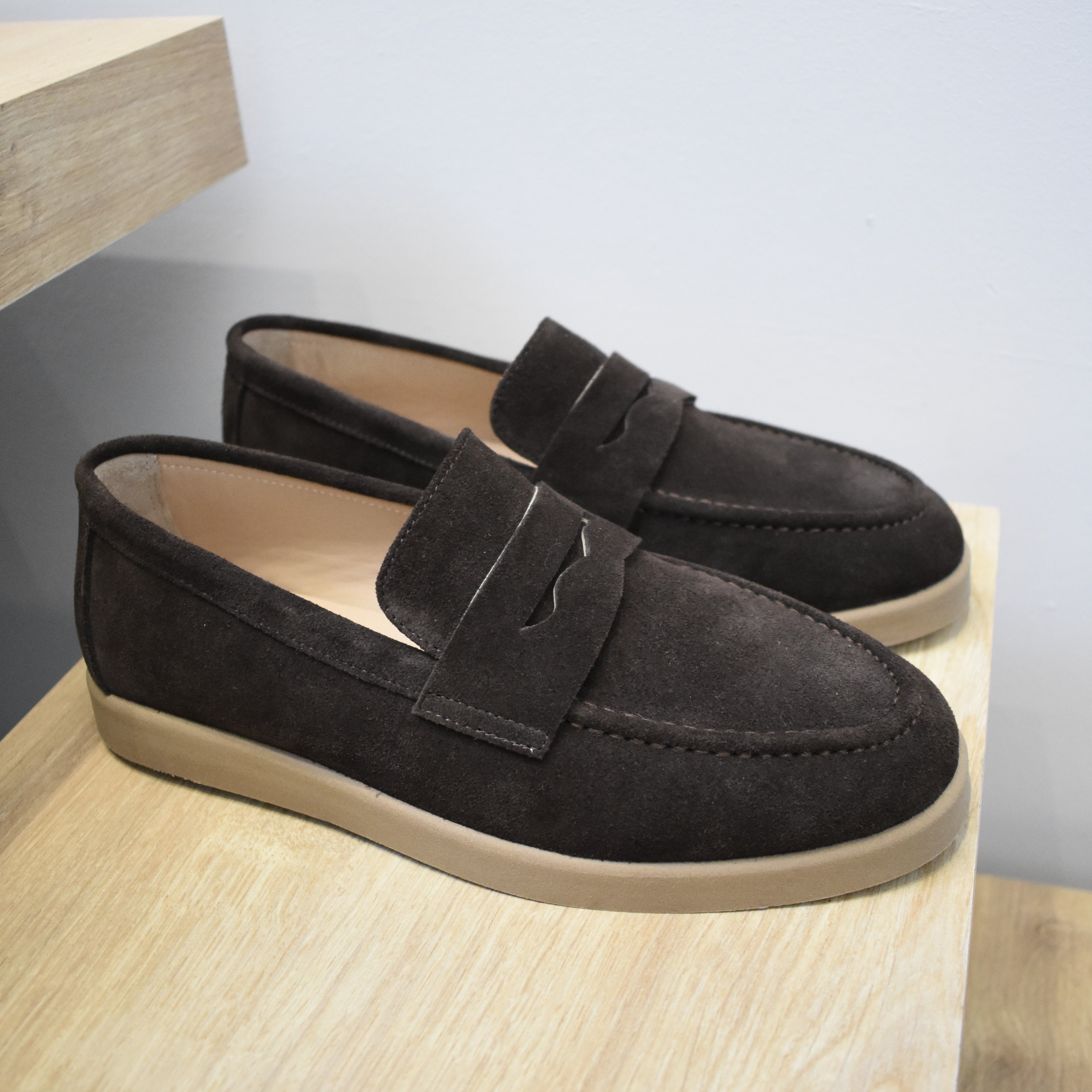 Hakiki Süet Deri Loafer - Acı Kahve