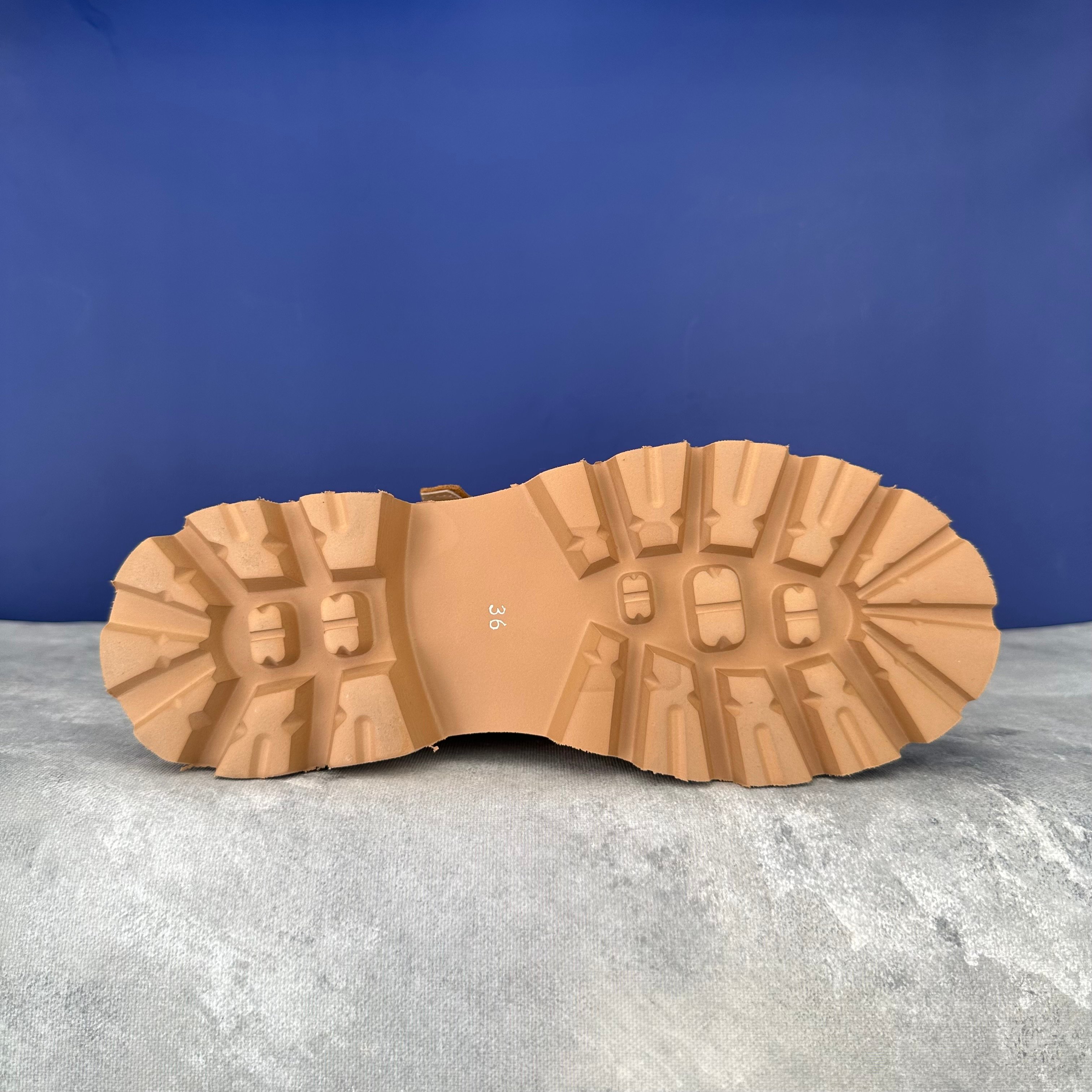 Süet Çift Bantlı Loafer - Hardal