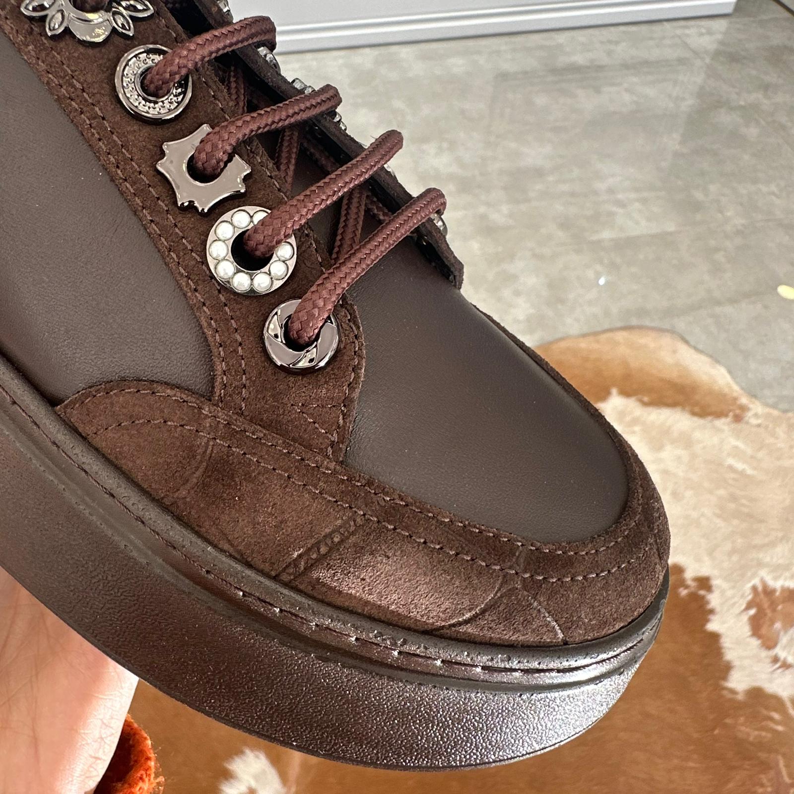 Hakiki Deri Aksesuar Bağcıklı Sneaker