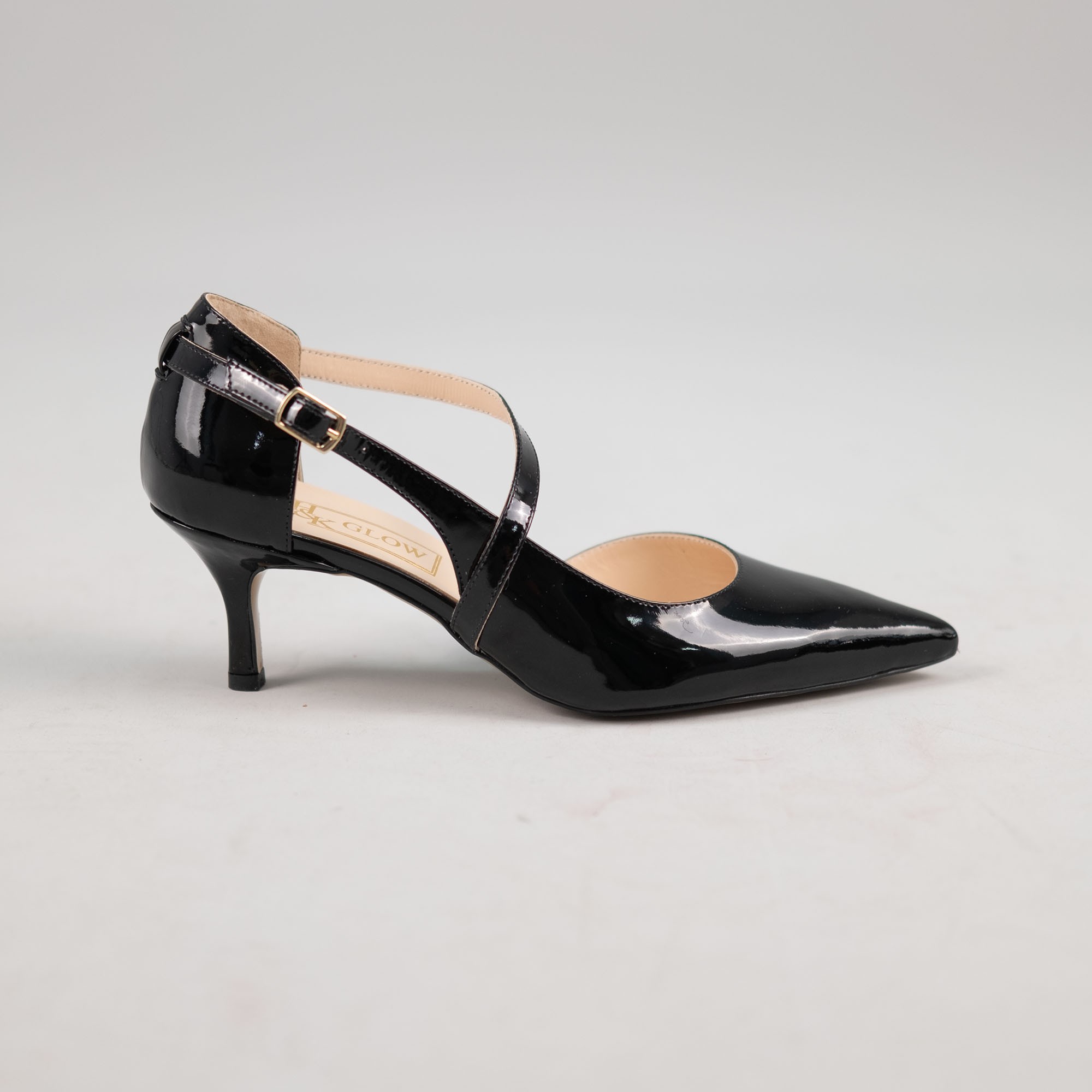 Bantlı Deri Topuklu Ayakkabı - Siyah