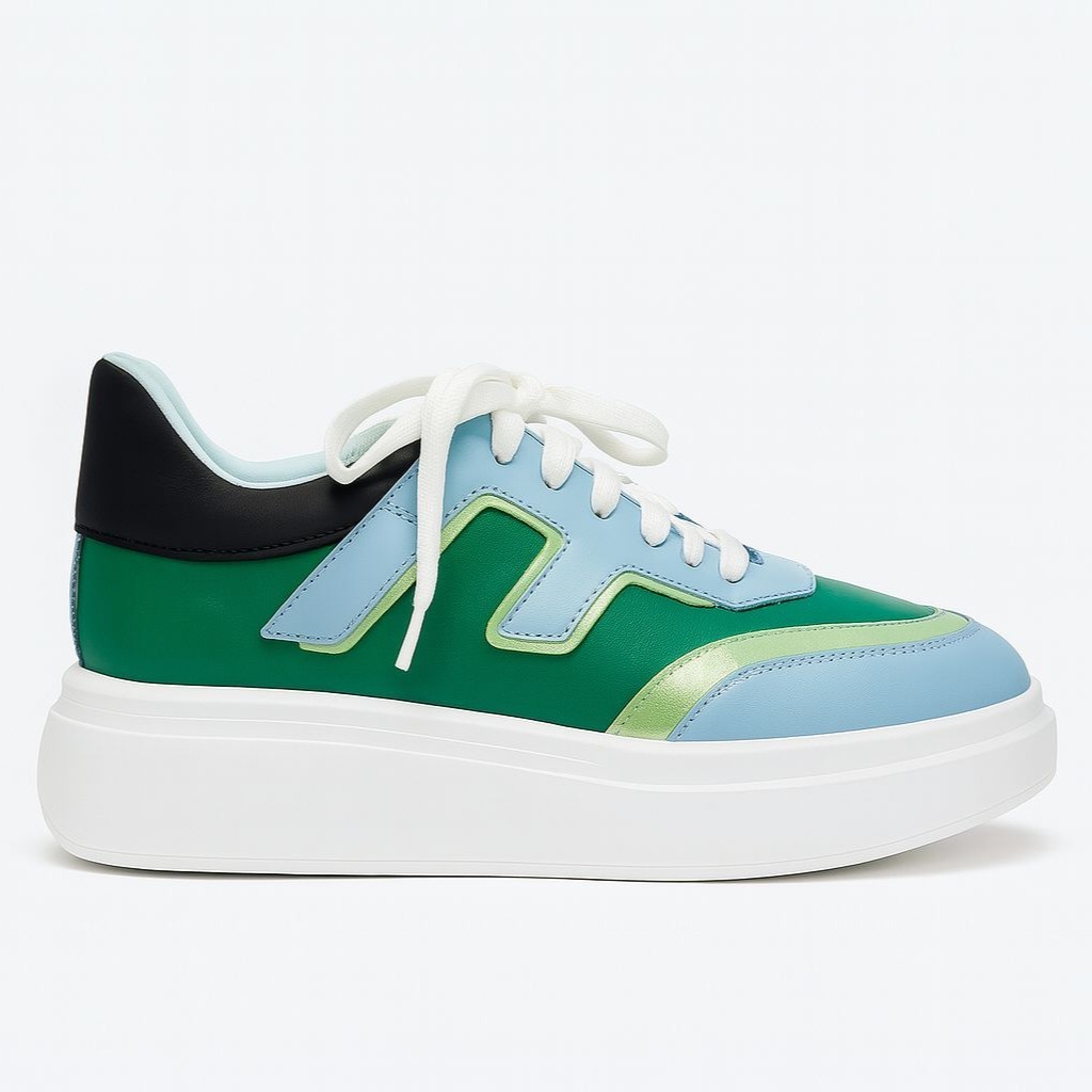 Hafif Taban Deri Sneaker - Yeşil