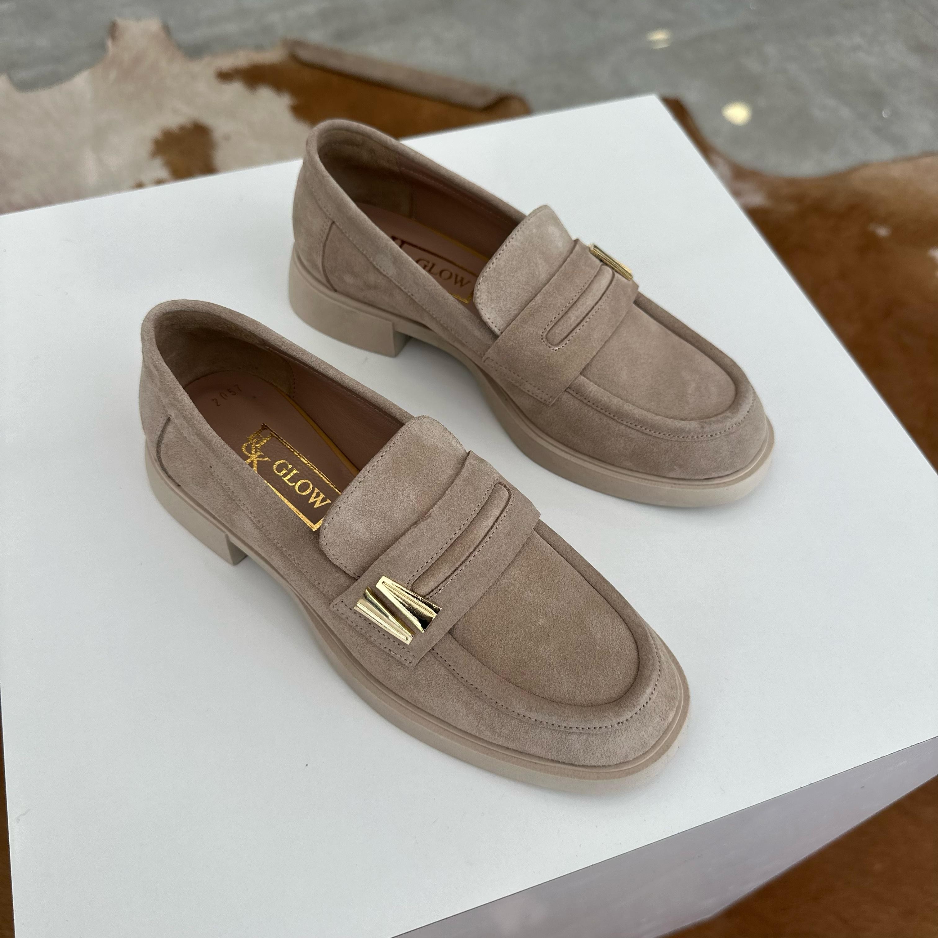 Hakiki Deri Loafer - Bej Süet