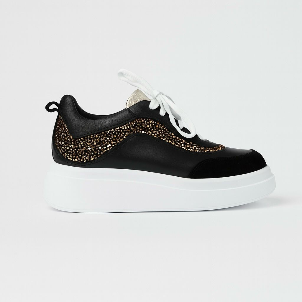 Taş Baskılı Sneaker - Siyah