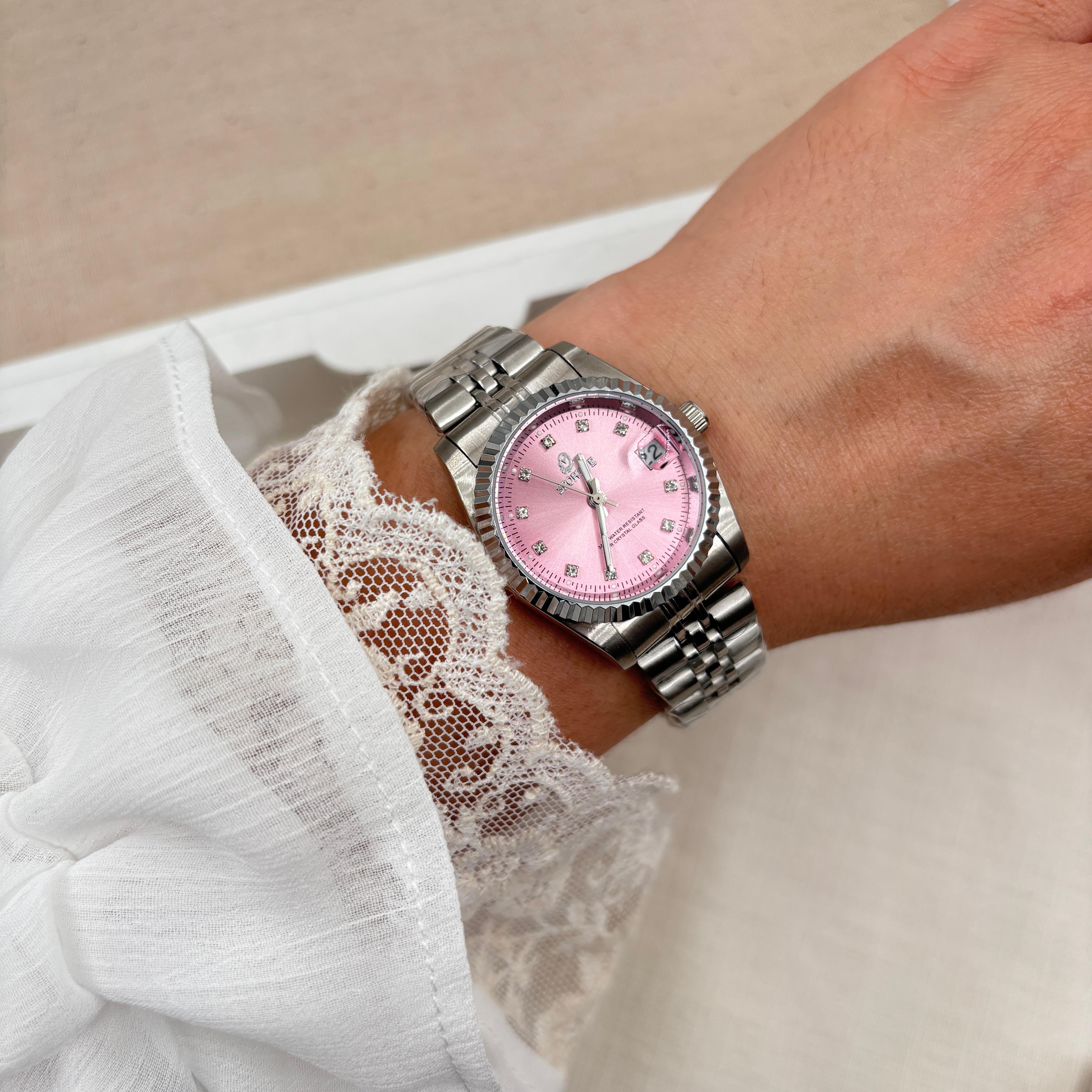ÇELİK SAAT (PEMBE)