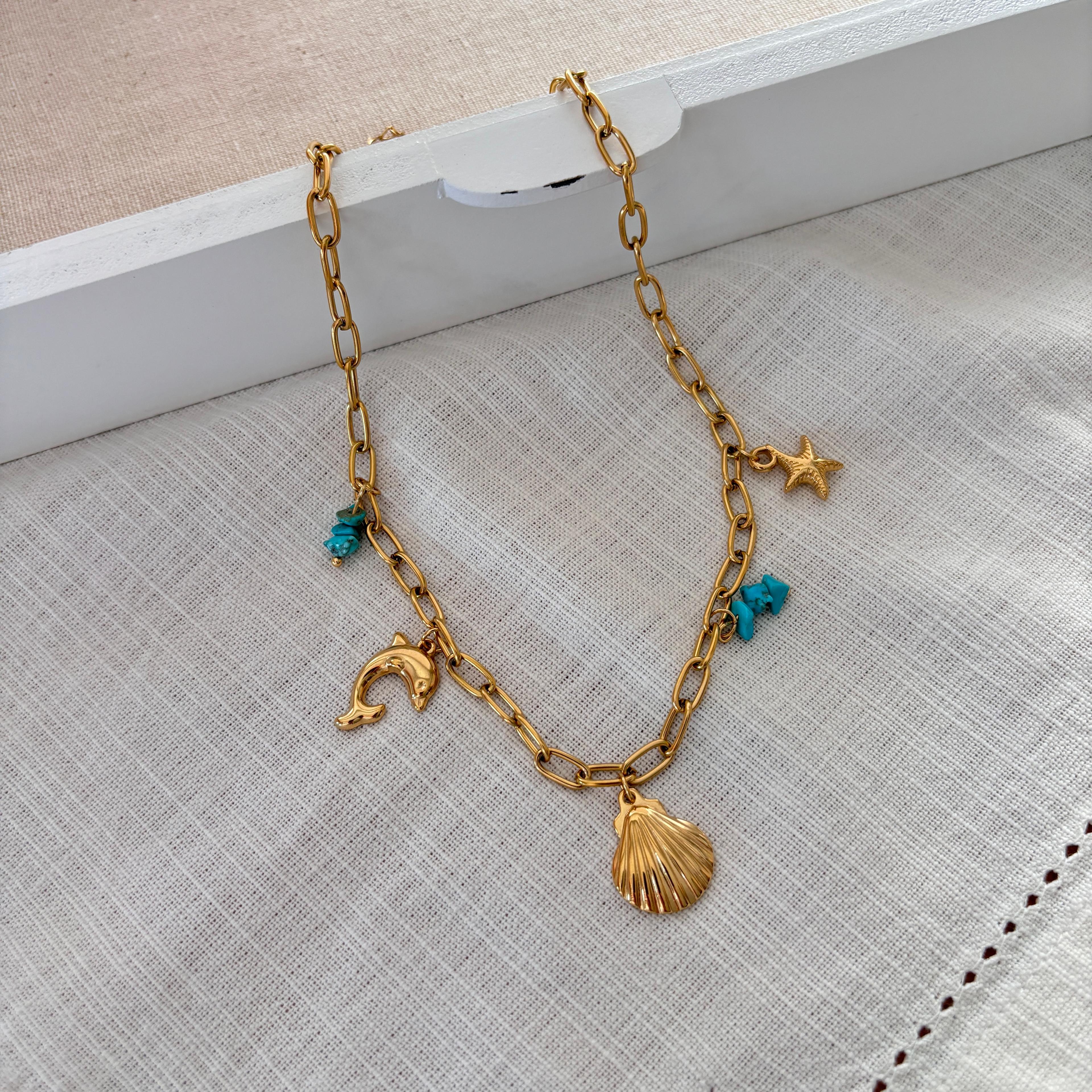 ÇELİK CHARMLI İSTİRİDYE KOLYE