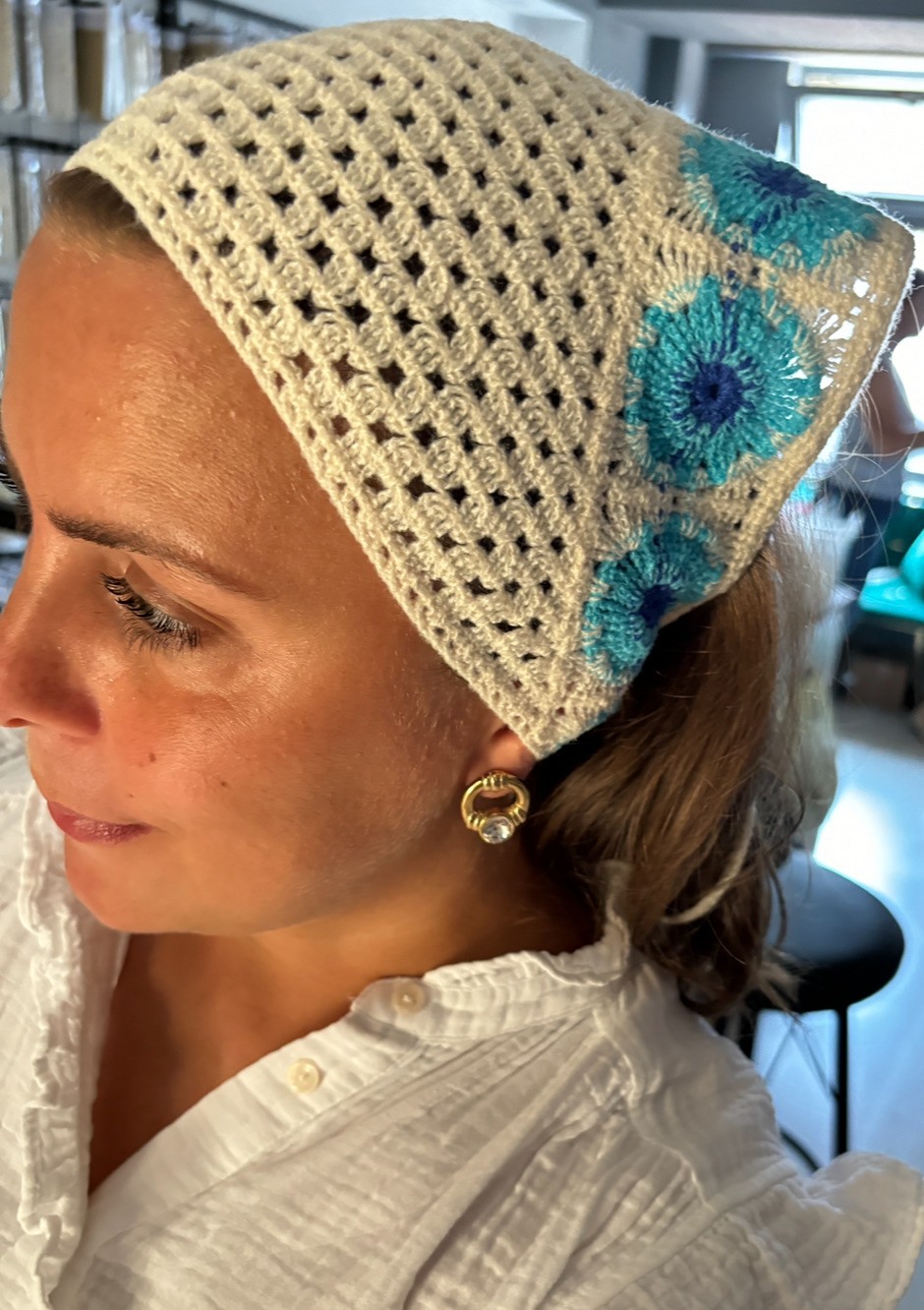 ÖRGÜ BANDANA MAVİ