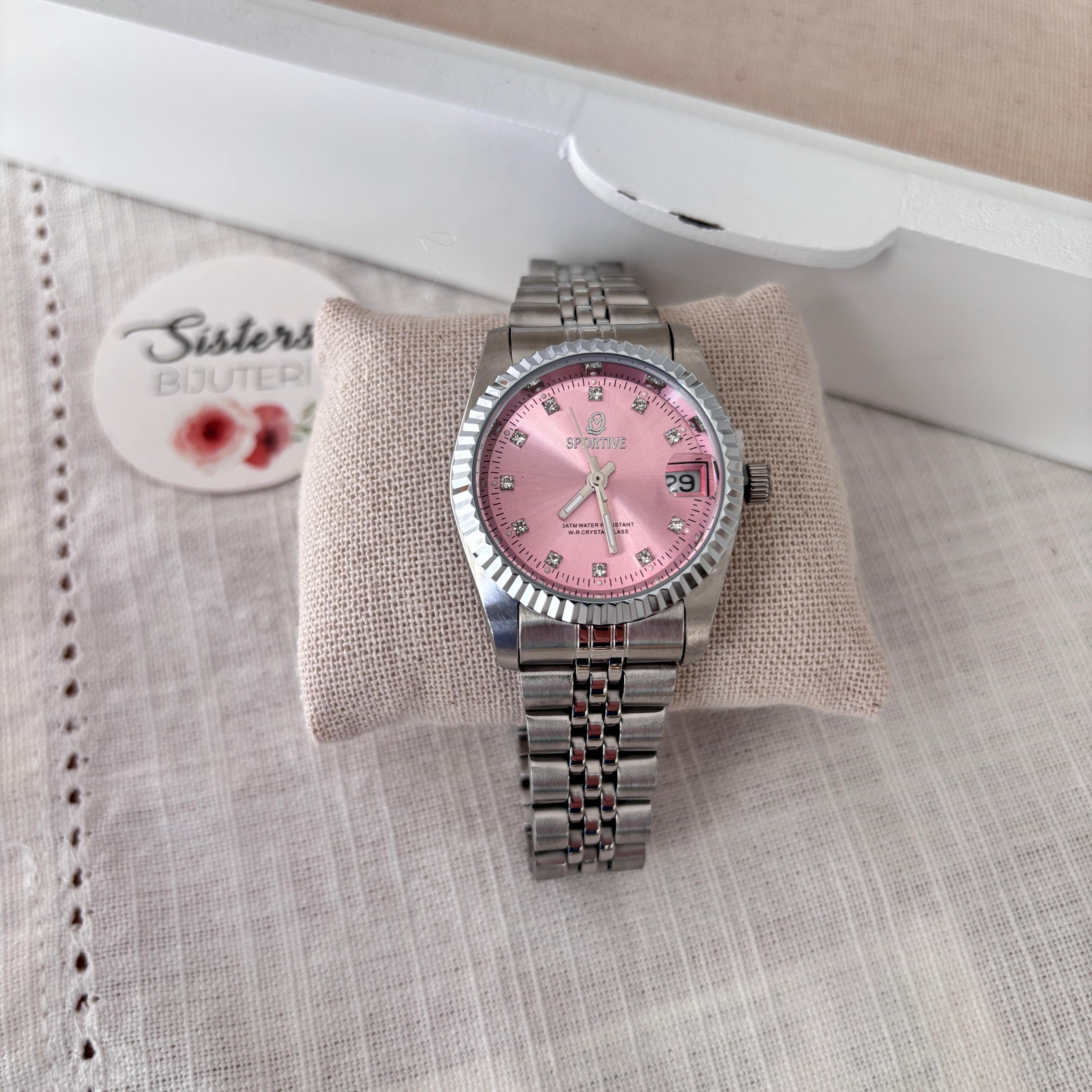 ÇELİK SAAT (PEMBE)