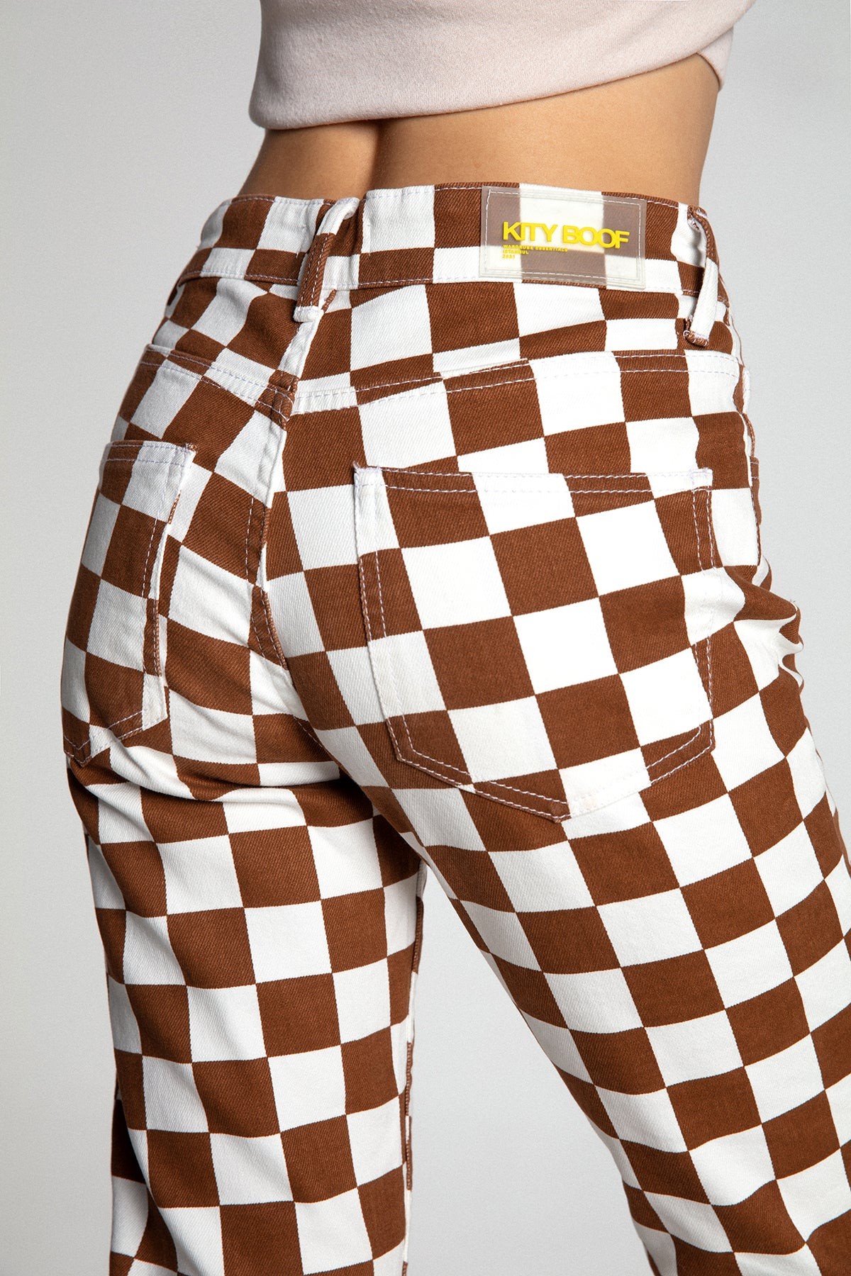 Pantolon Checkered Washed Brown