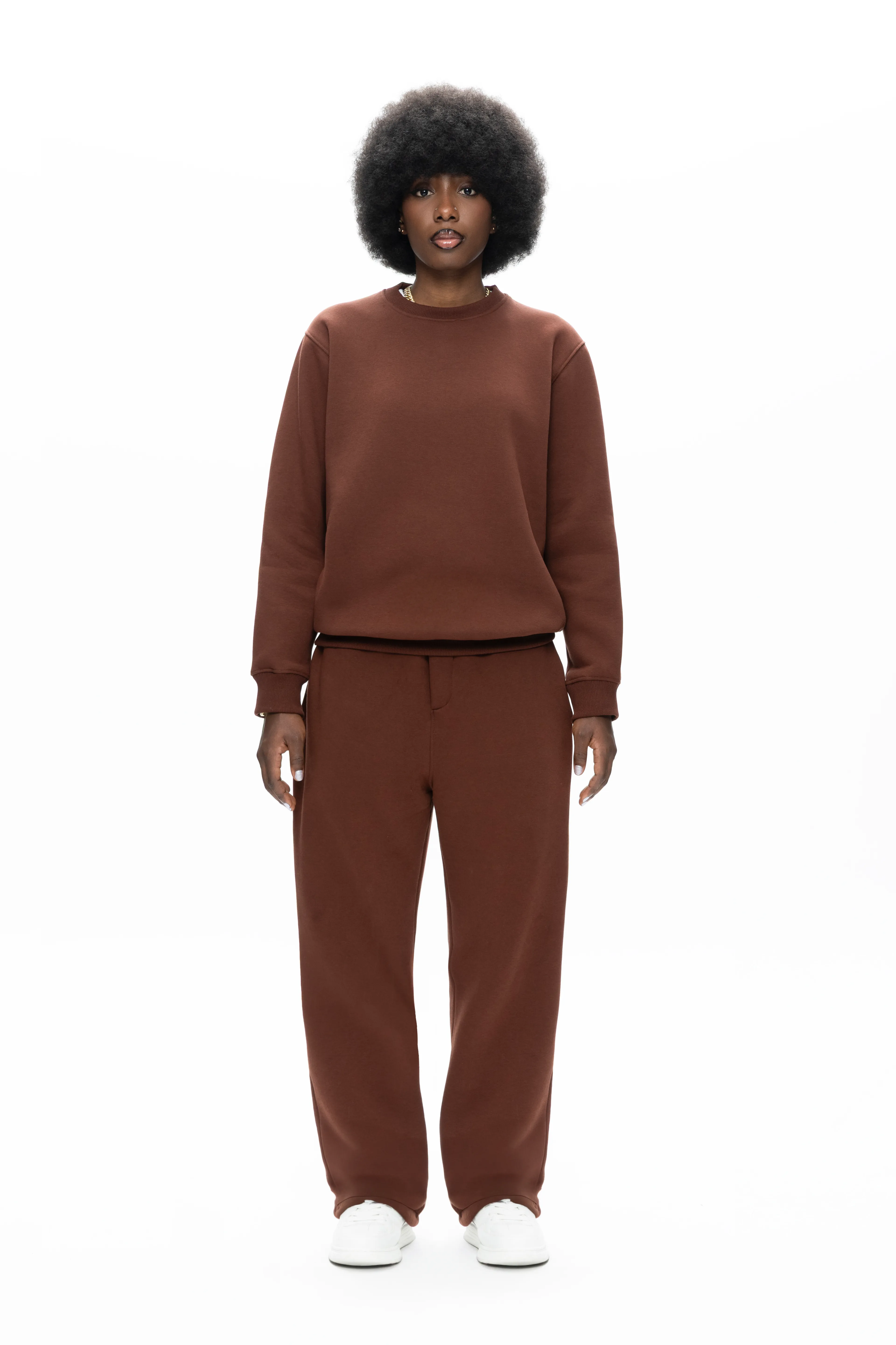 Ayarlanabilir Paça Oversize Eşofman Takımı Unisex - ÇİKOLATA