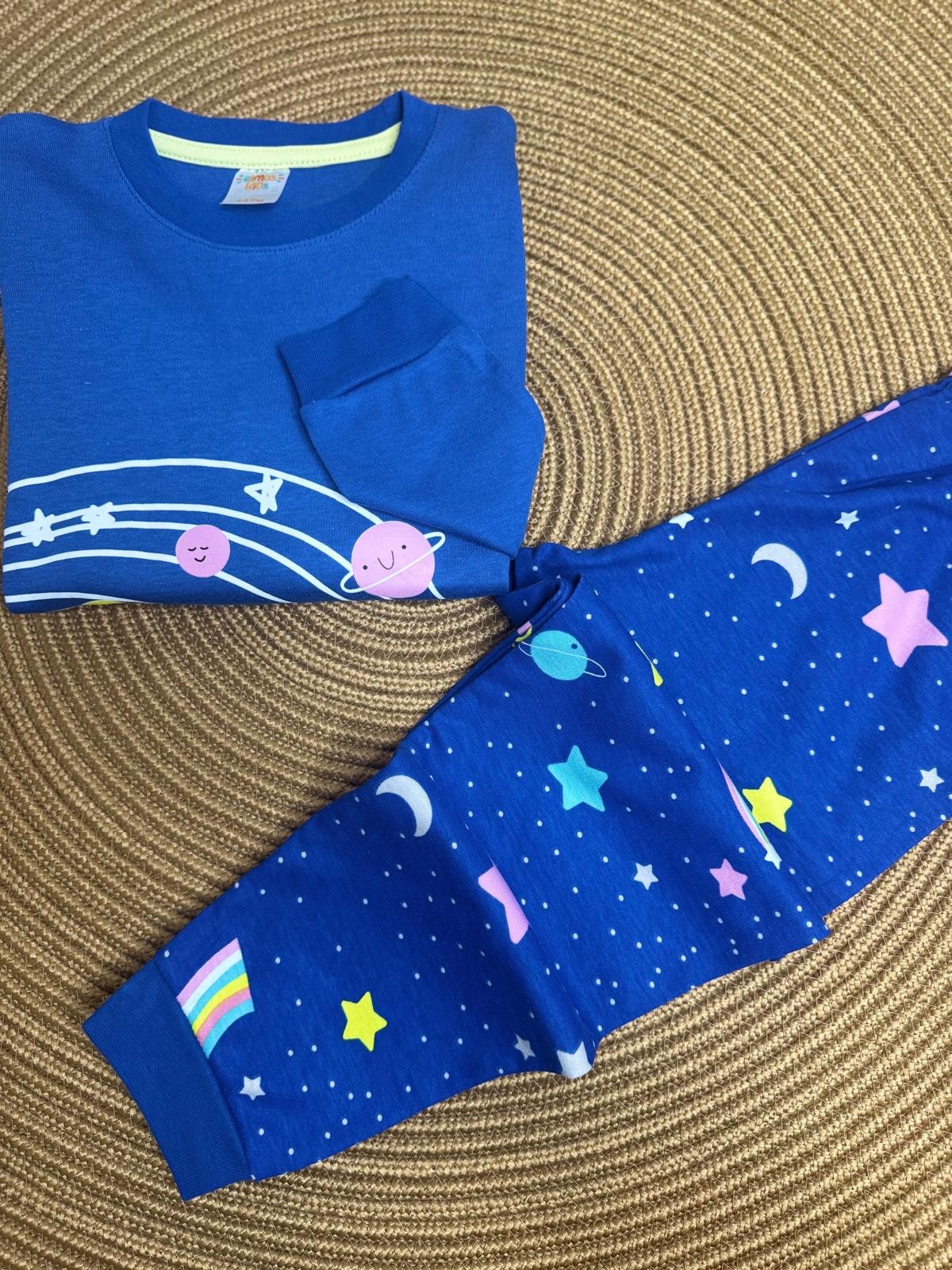 Galaksi Baskılı Kız Çocuk Pijama Takımı 