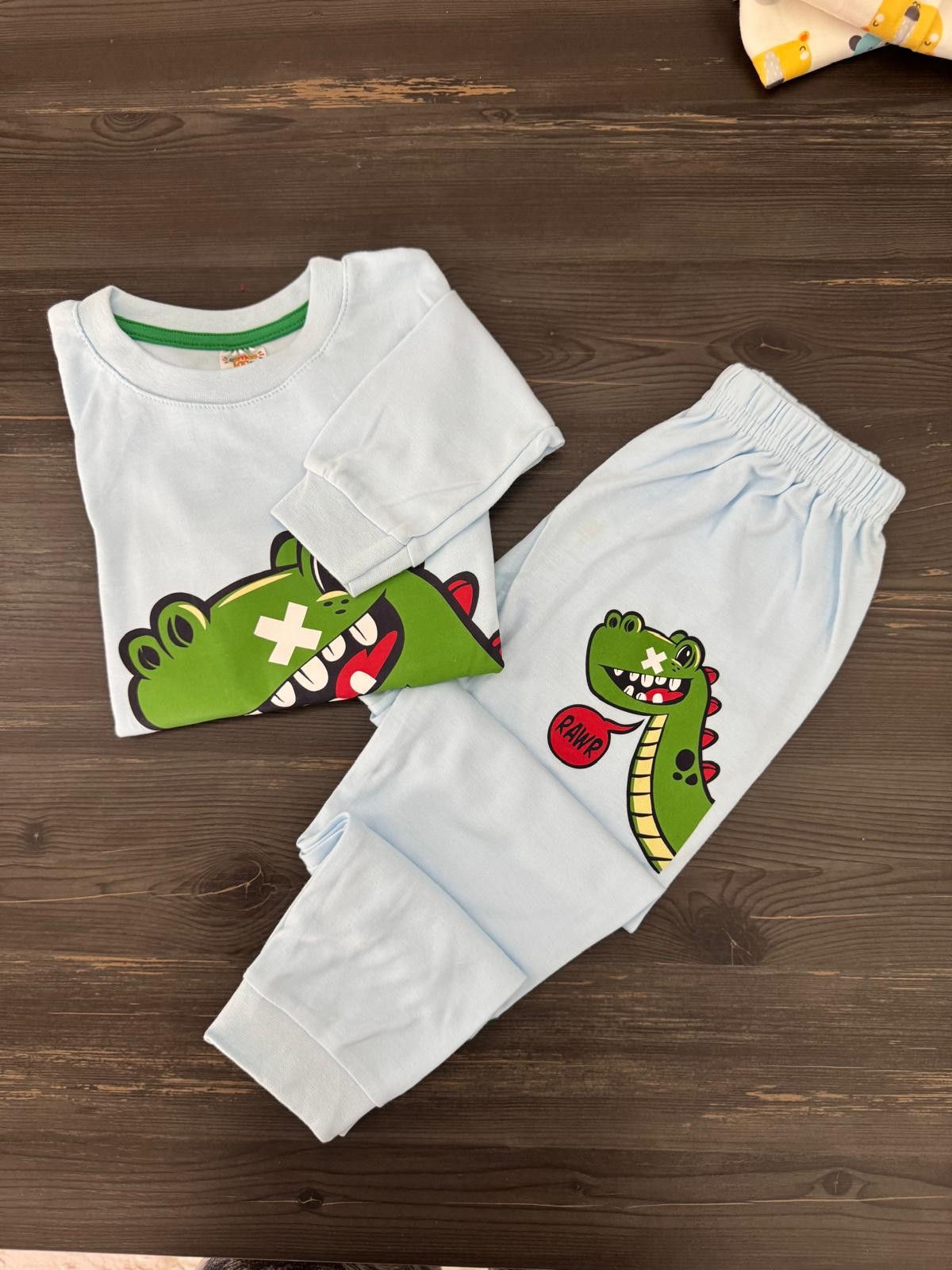 Dinozor Baskılı Erkek Çocuk Pijama Takımı 