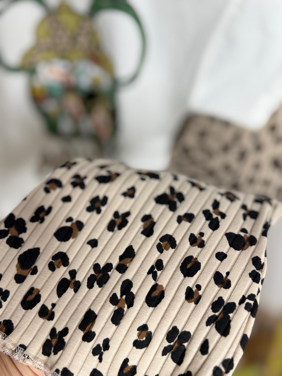 Leoparlı Mickey Baskılı Taytlı Takım 