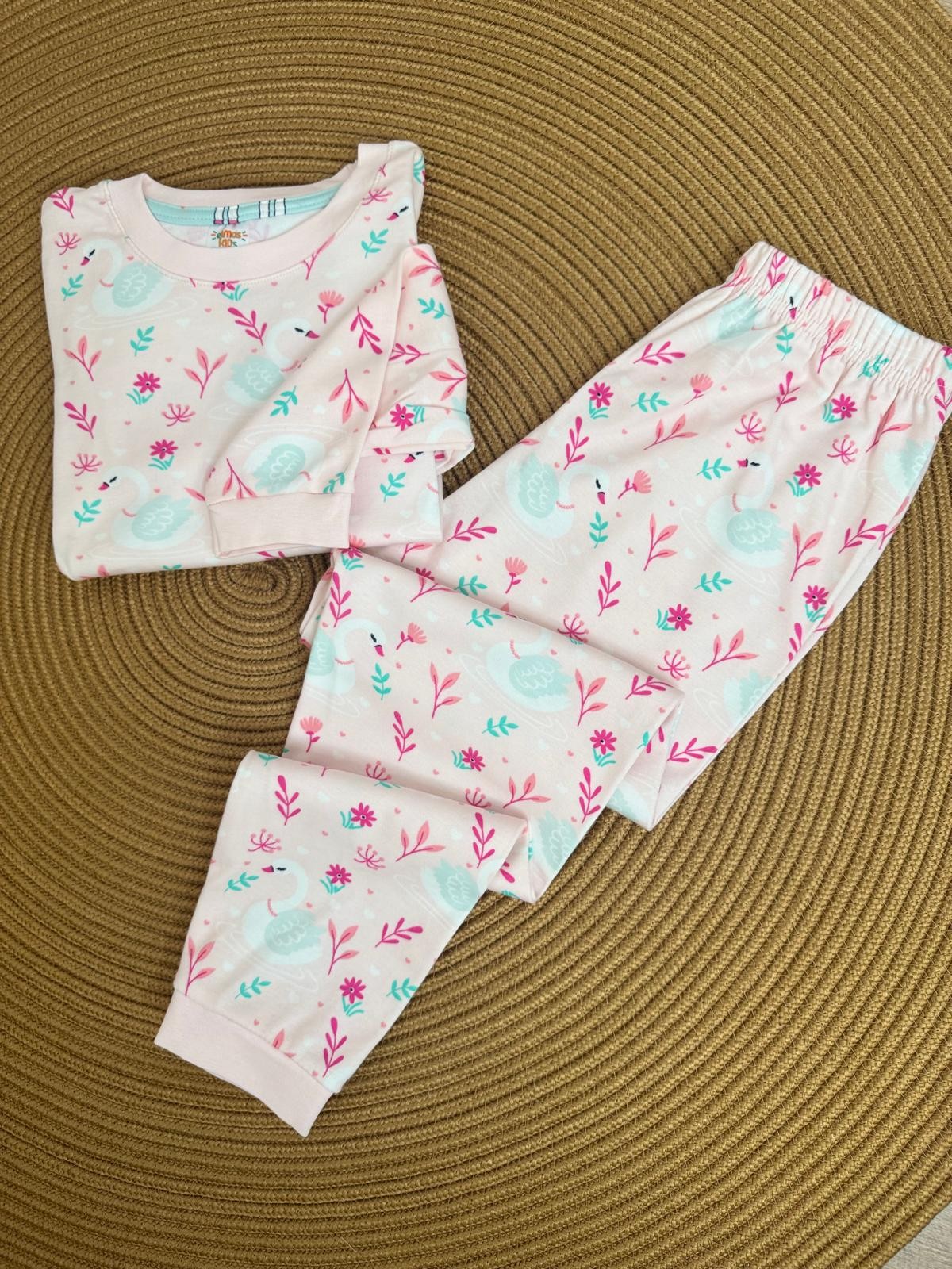 Kuğu Baskılı Pijama Takımı 