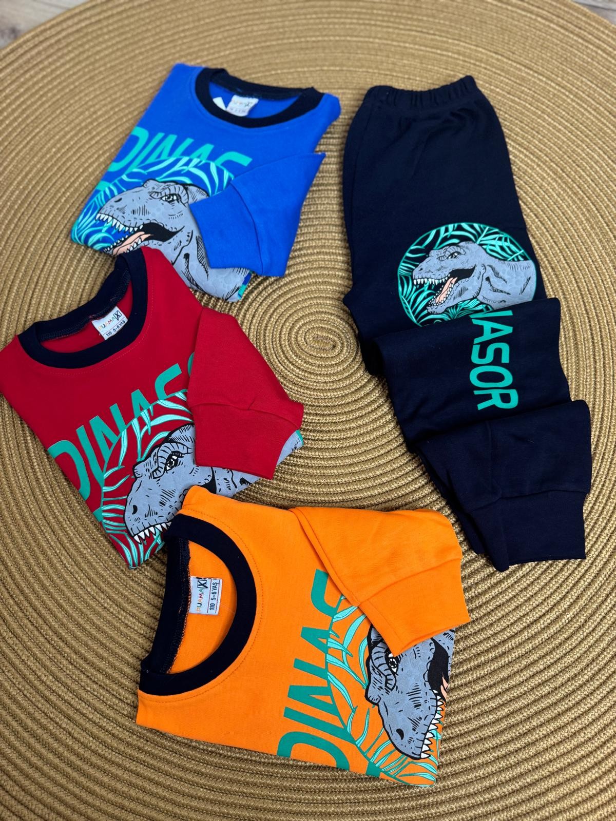Dinozor Baskılı Erkek Çocuk Pijama Takımı 