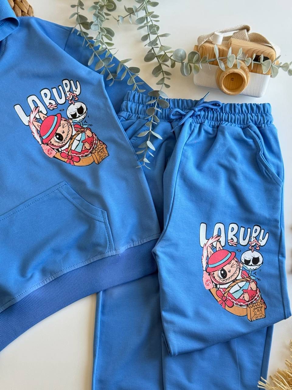 Labubu Baskılı Kapüşonlu Unisex Eşofman Takımı