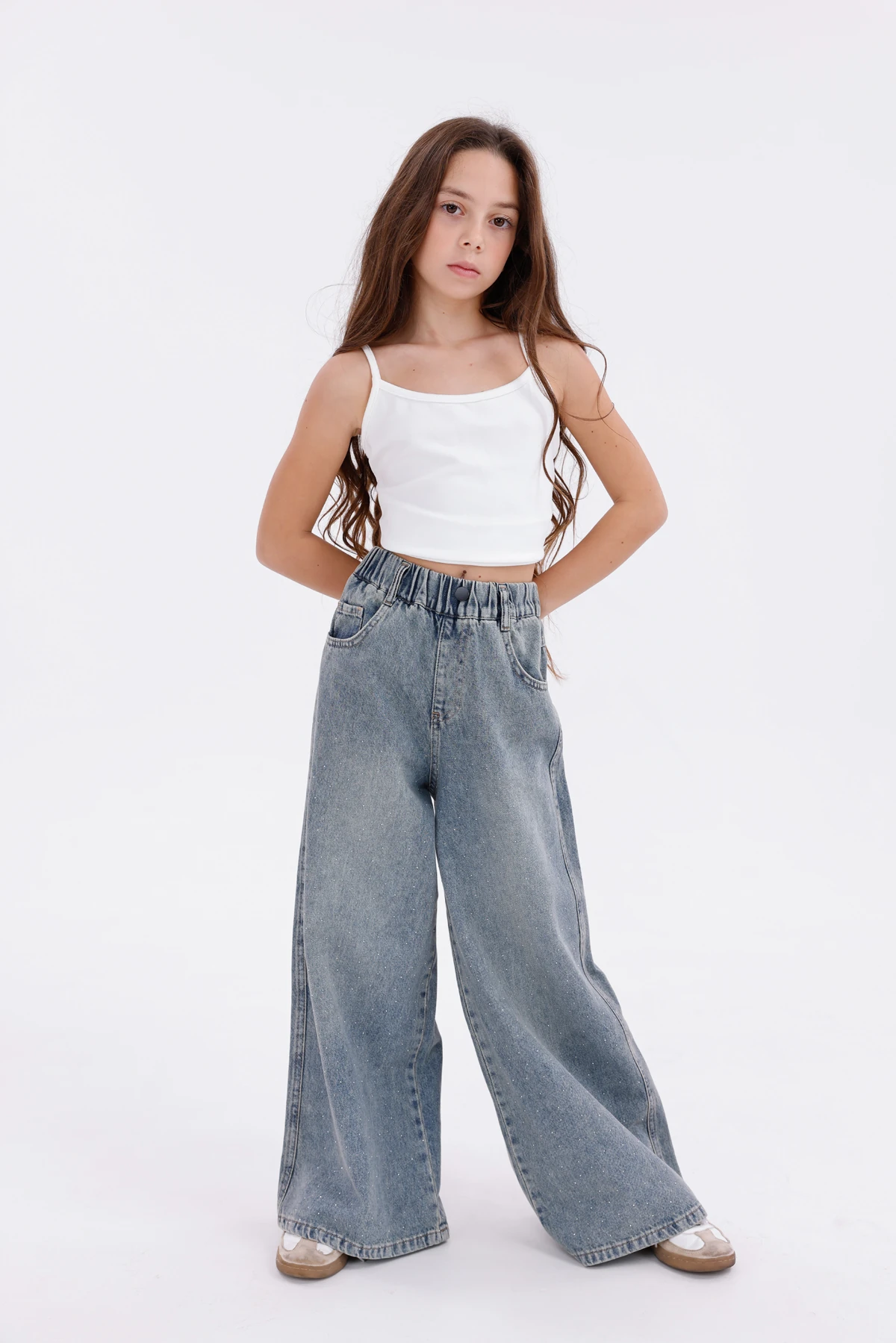 Kız Çocuk Taşlı Kot Pantolon