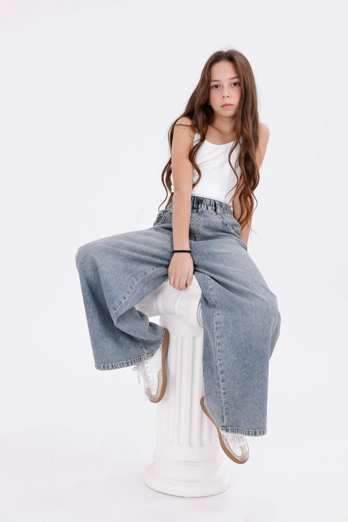 Kız Çocuk Taşlı Kot Pantolon