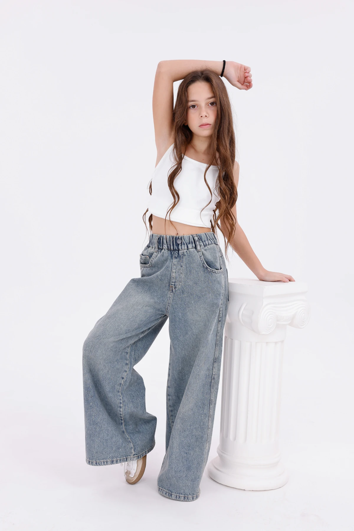 Kız Çocuk Taşlı Kot Pantolon