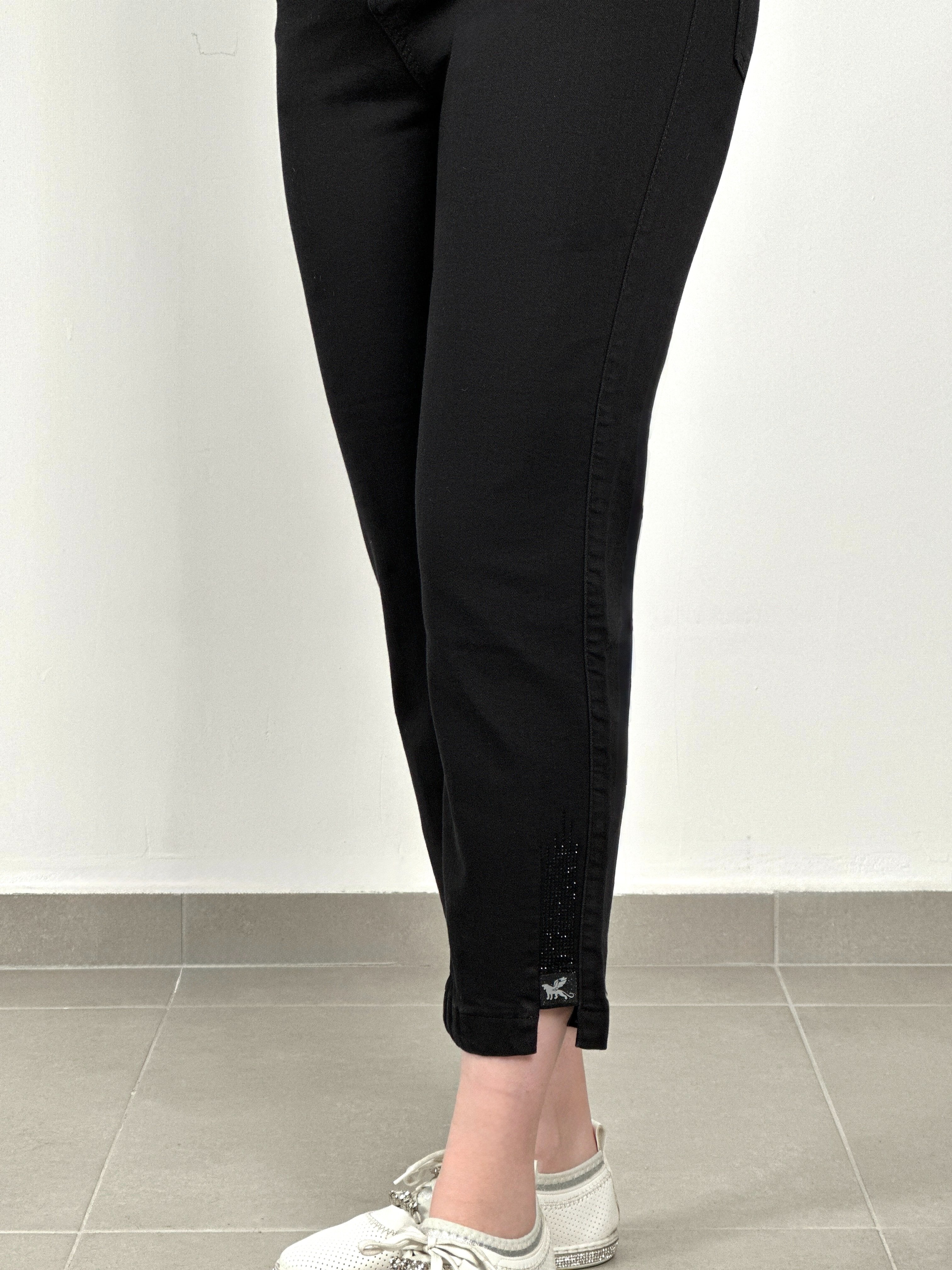Taşlı Beli Lastikli Mom Jean