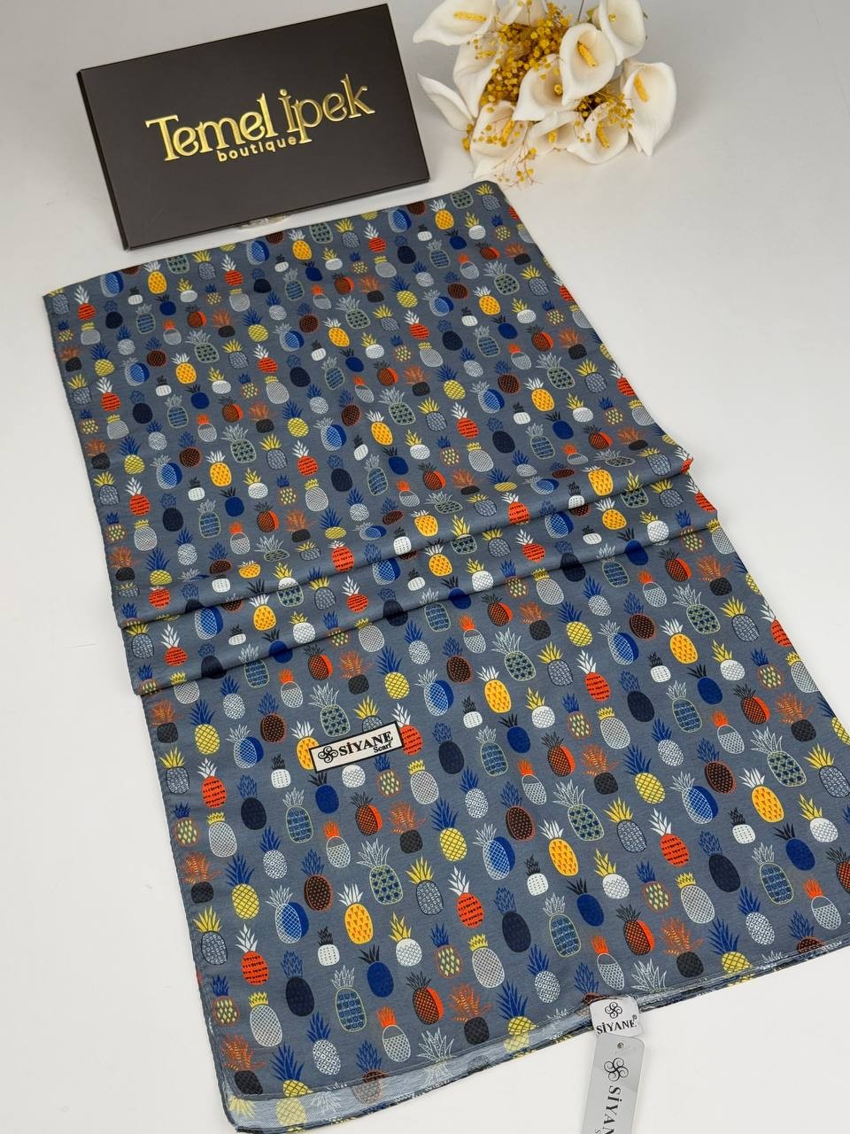 Desenli Pamuklu Kumaş Şal 75x190 cm