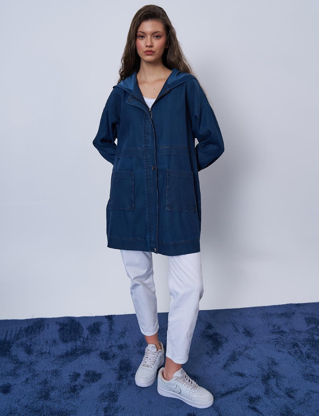 Kayra - Cep Detaylı Denim Efektli Ceket