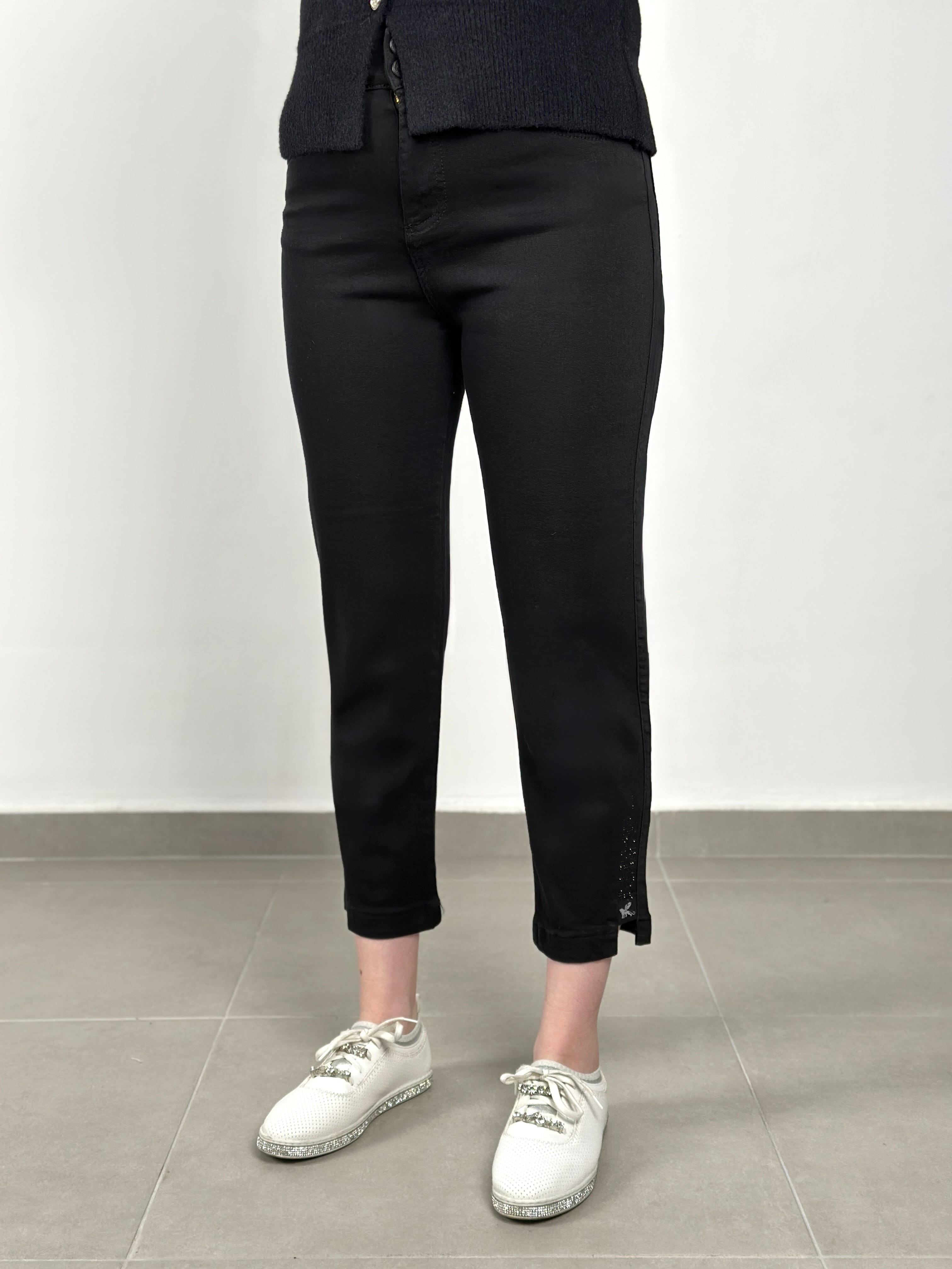 Taşlı Beli Lastikli Mom Jean