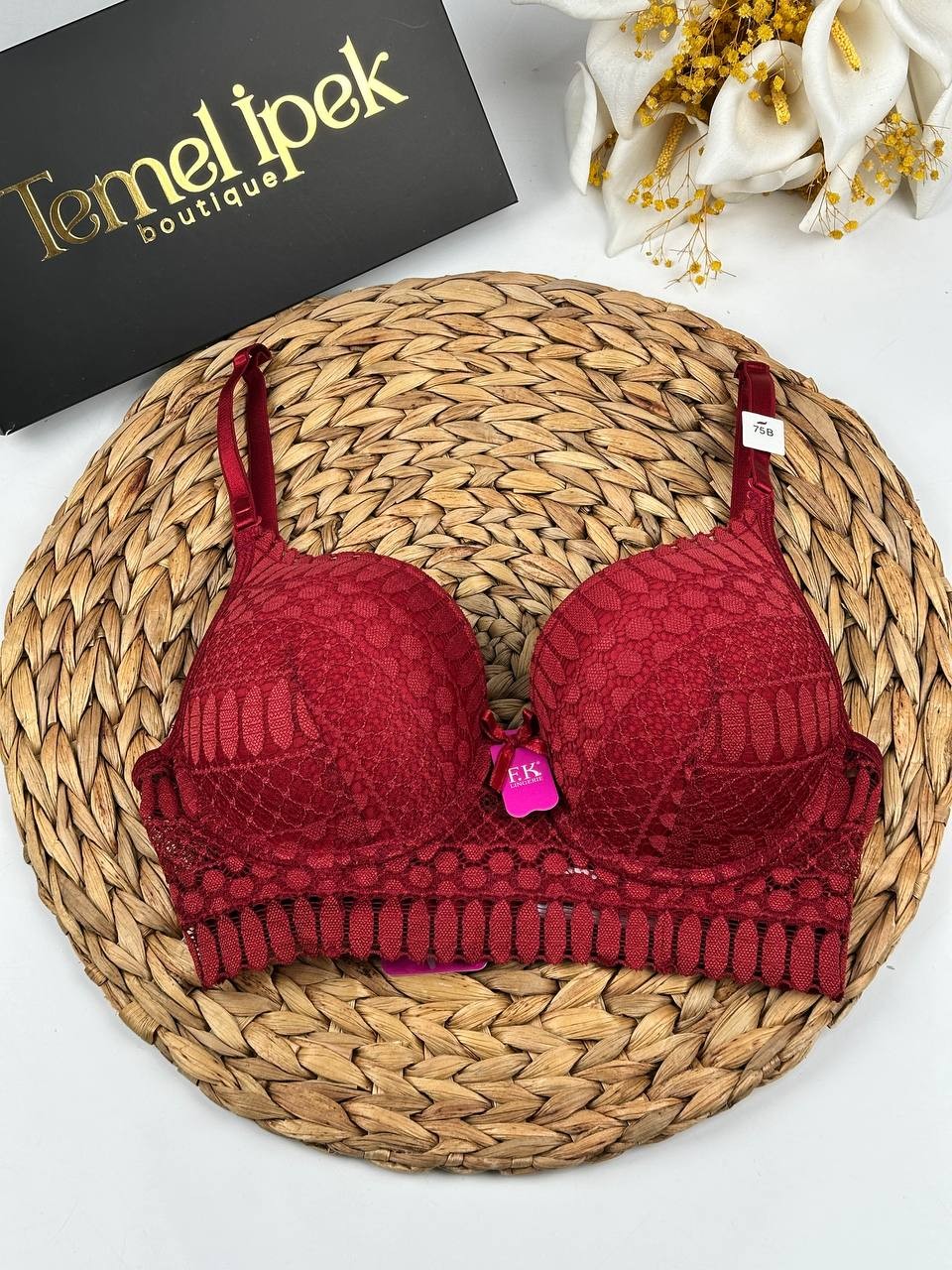 F.K. - Dantelli Dolgulu Balenli B Cup Bralet Sütyen