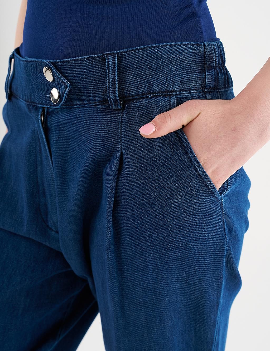 Kayra - Pileli Havuç Kesim Denim Pantolon