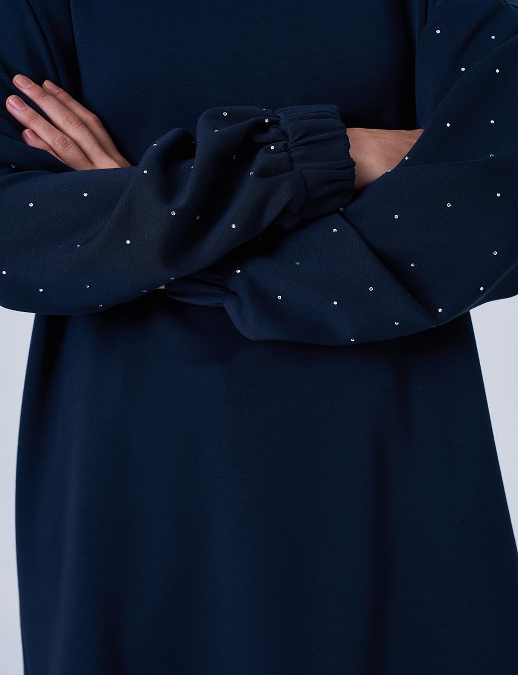 Kayra - Hotfix Baskılı Scuba Sweatshirt - Koyu Lacivert