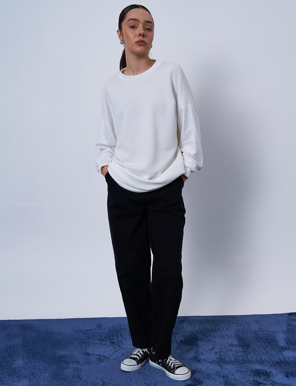 Kayra - Hotfix Baskılı Scuba Sweatshirt